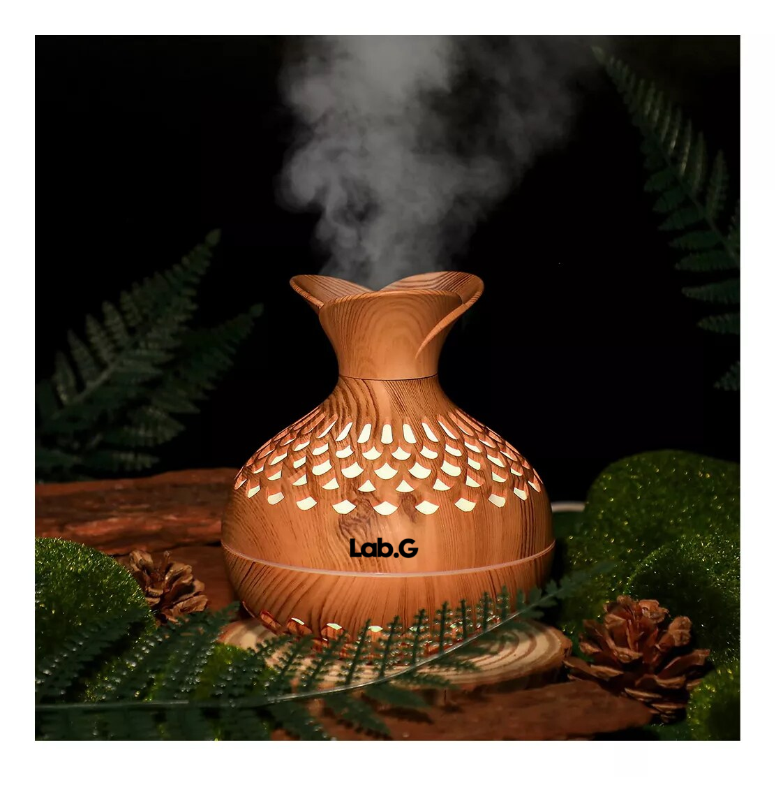 Foto 4 pulgar | Humidificador Difusor Lámpara Colorida Light Wood Grain Cafe