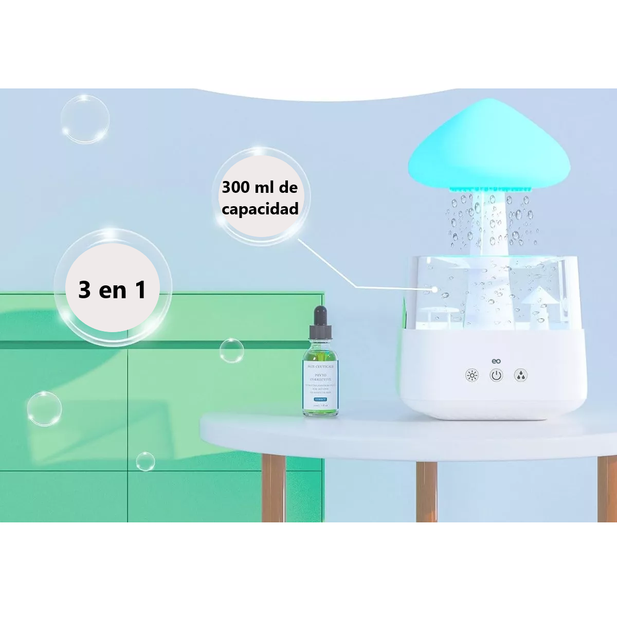 Foto 3 pulgar | Difusores De Aromas Humidificador De Nube De Lluvia 7 Colores Eo Safe Imports Esi-13616-1 Blanco