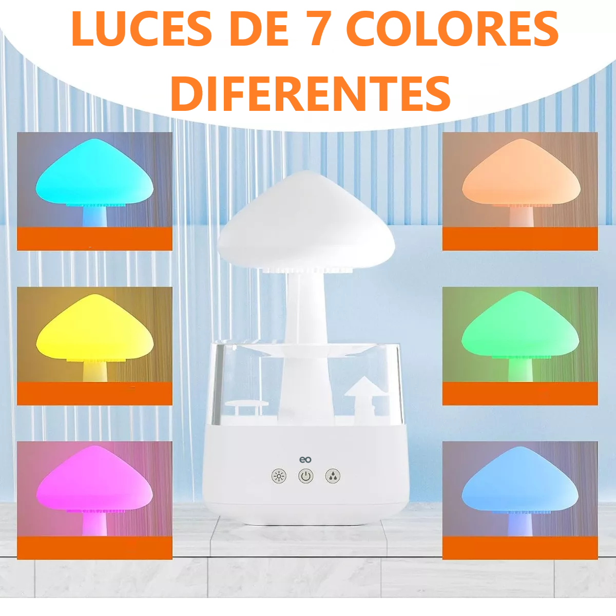 Foto 4 pulgar | Difusores De Aromas Humidificador De Nube De Lluvia 7 Colores Eo Safe Imports Esi-13616-1 Blanco
