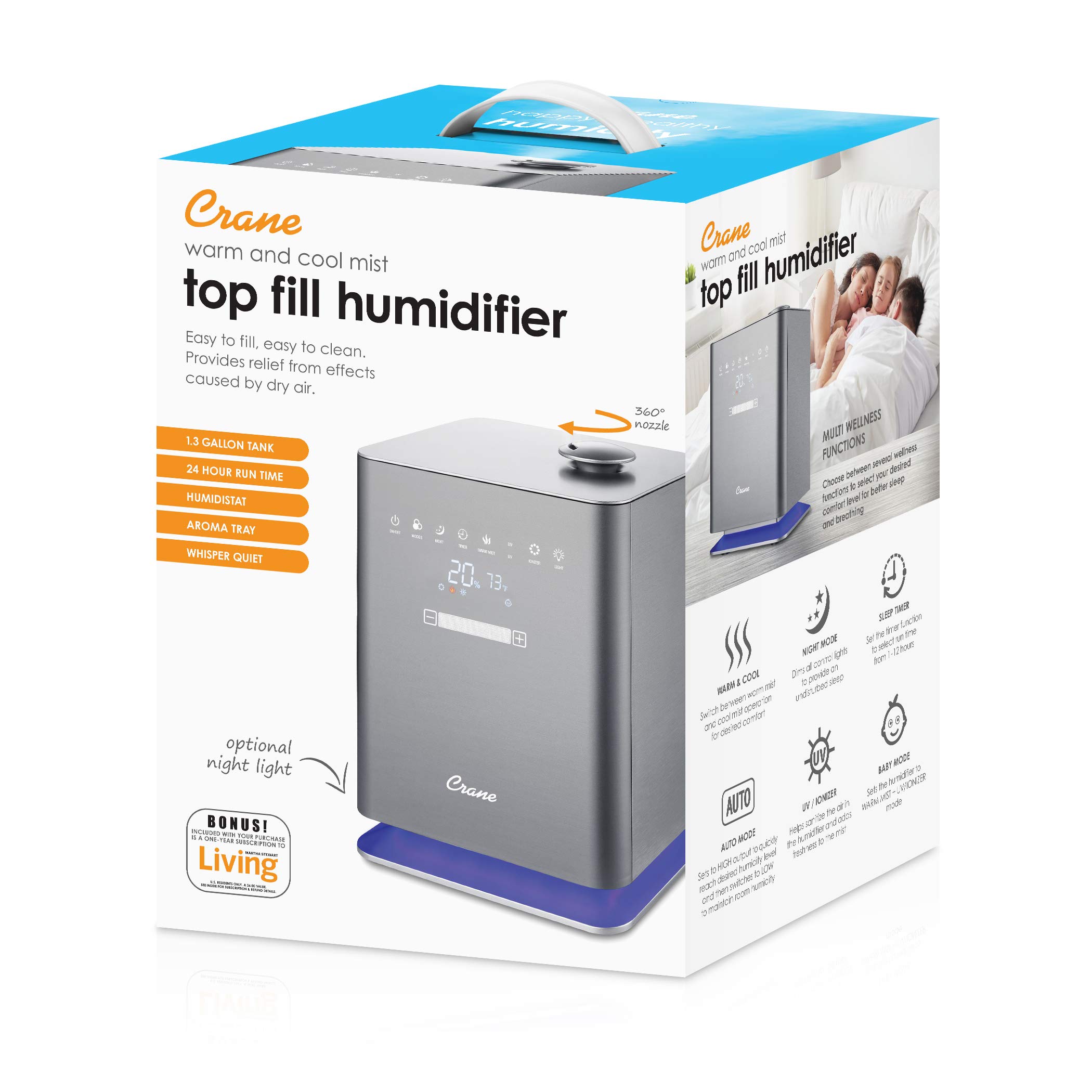 Foto 5 pulgar | Humidificador Crane Warm & Cool Mist, Relleno Superior, 4,5 L, 500 M² - Venta Internacional.