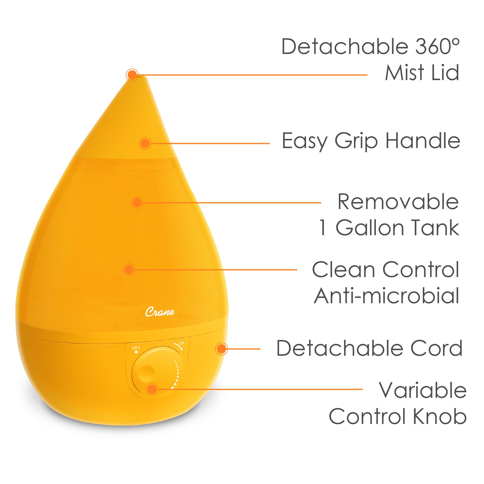 Foto 4 pulgar | Humidificador Ultrasónico Cool Mist De 3,8 Litros Para Dormitorio, Color Naranja - Venta Internacional.
