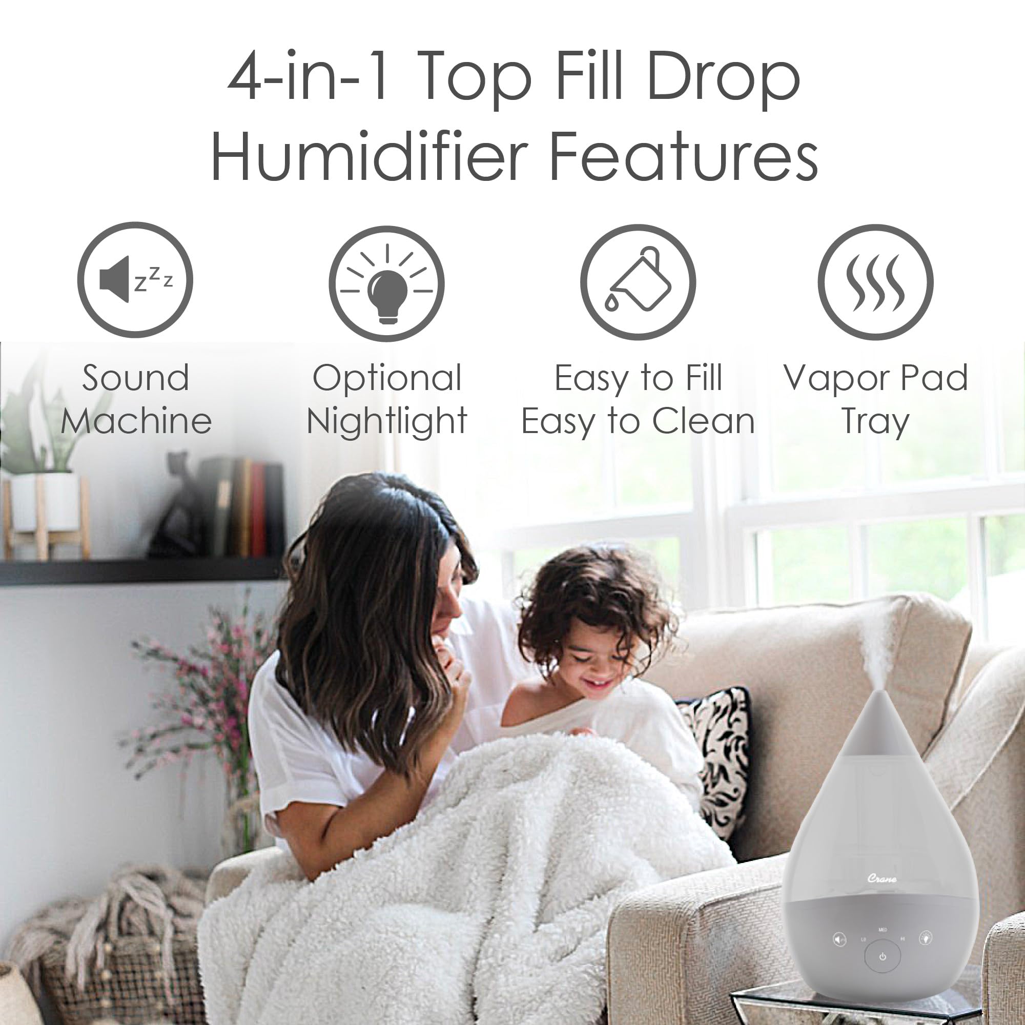 Foto 2 | Humidificador Ultrasónico Crane Cool Mist 4 En 1 De 3,8 L Para Habitaciones Grandes - Venta Internacional.