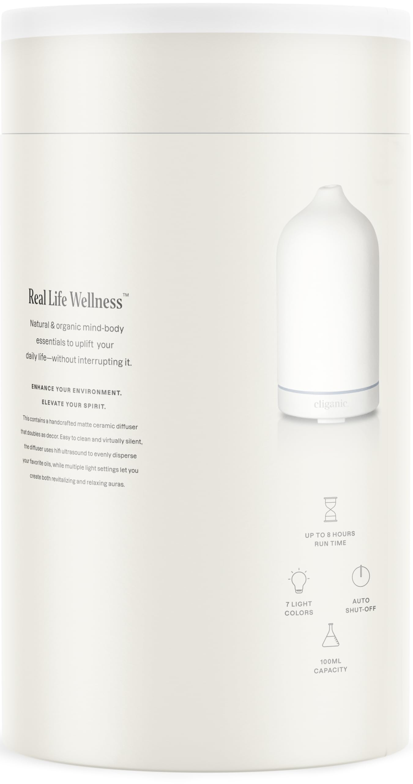 Foto 3 pulgar | Difusor De Cerámica Cliganic Ultrasónico De 100 Ml Para Aceites Esenciales - Venta Internacional.