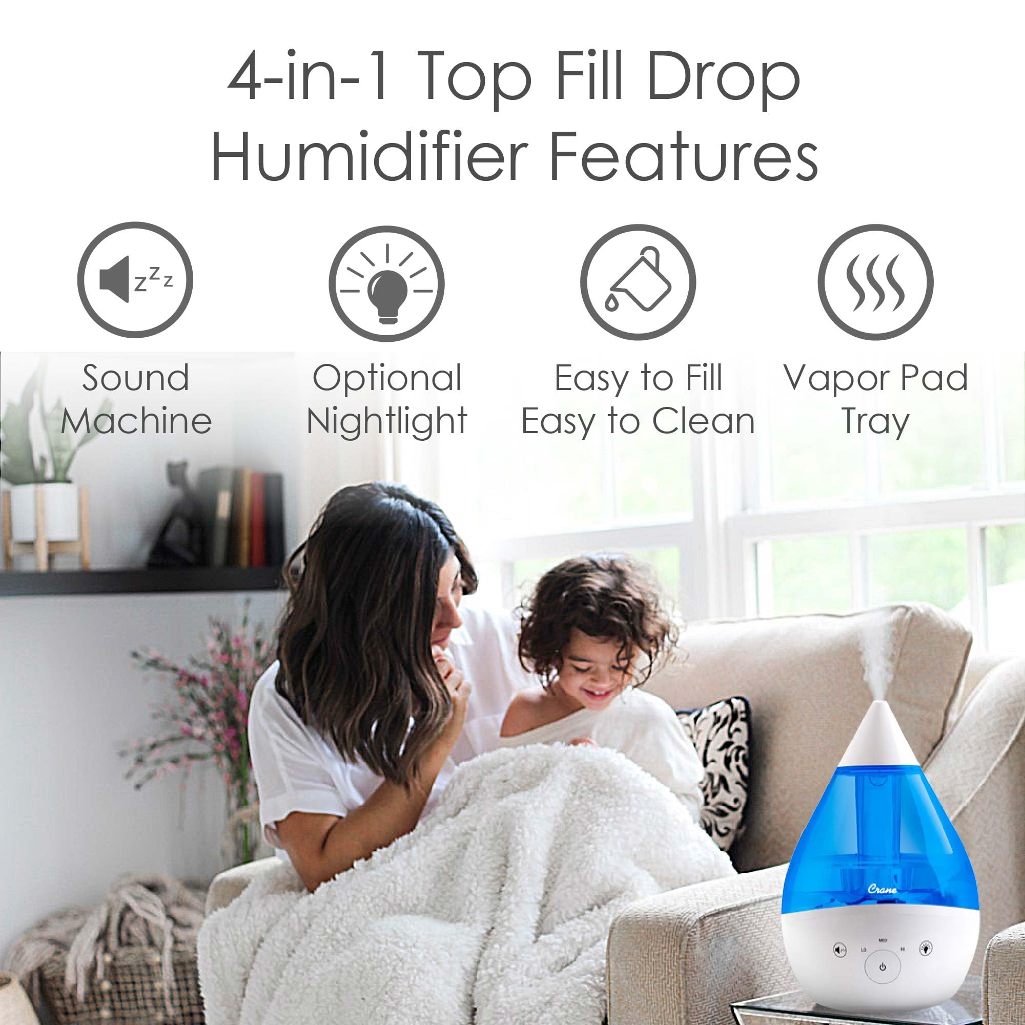 Foto 3 pulgar | Humidificador Ultrasónico Crane Cool Mist 4 En 1 De 3,8 L Para Habitaciones Grandes - Venta Internacional.