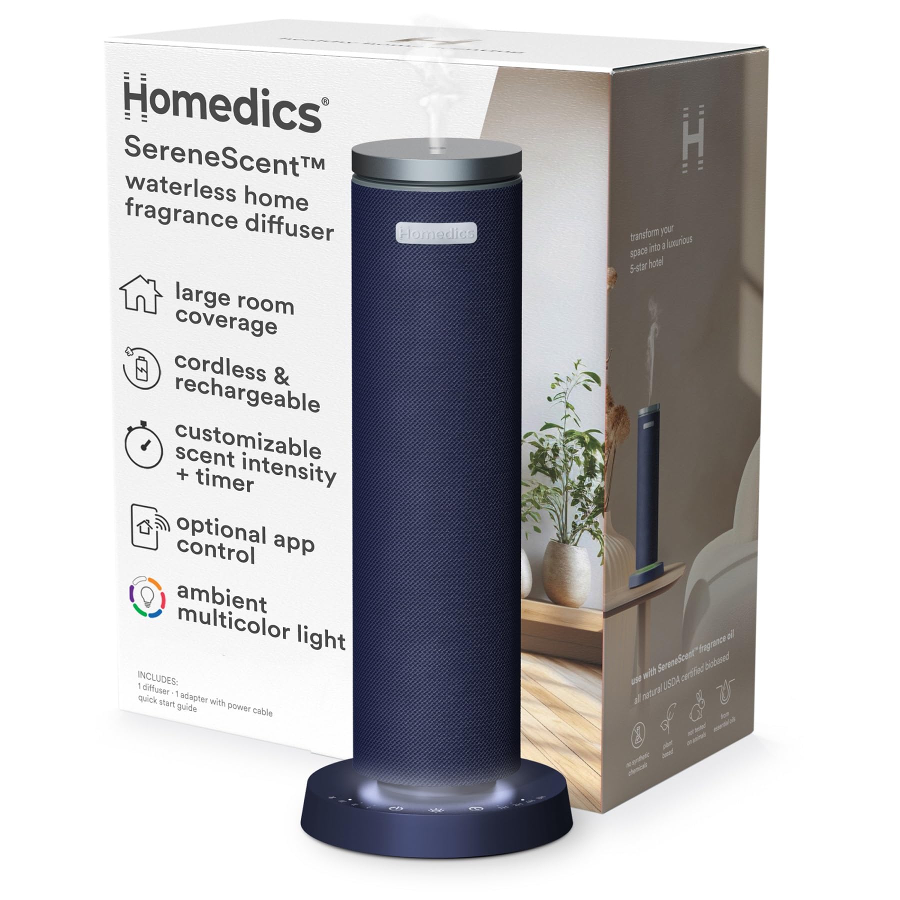 Difusor Sin Agua Homedics Serenscent Con Aceite 120 Ml - Venta Internacional.