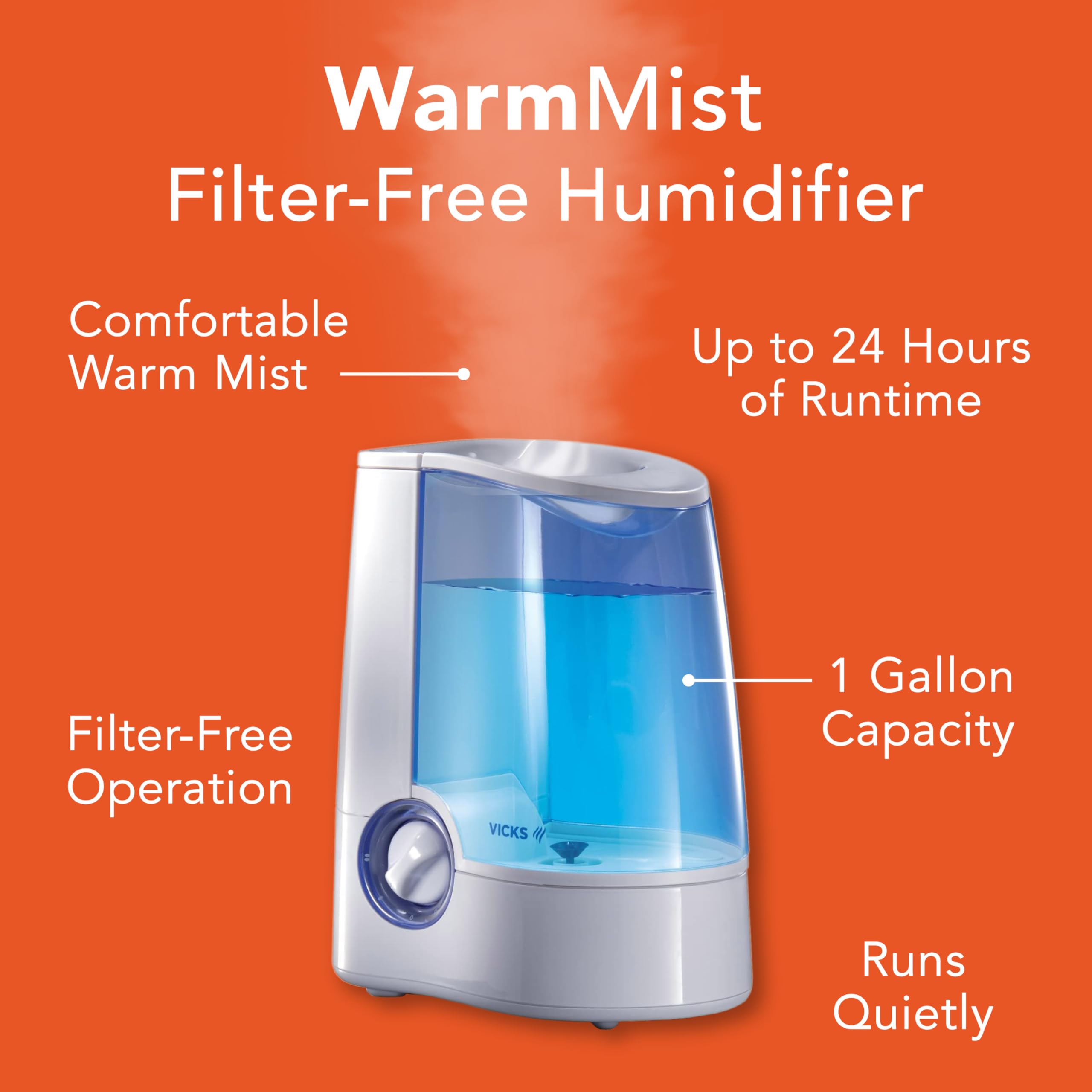 Foto 5 pulgar | Humidificador Vicks Warm Mist Para Habitaciones Pequeñas Y Grandes, Tanque De 4 Litros - Venta Internacional.