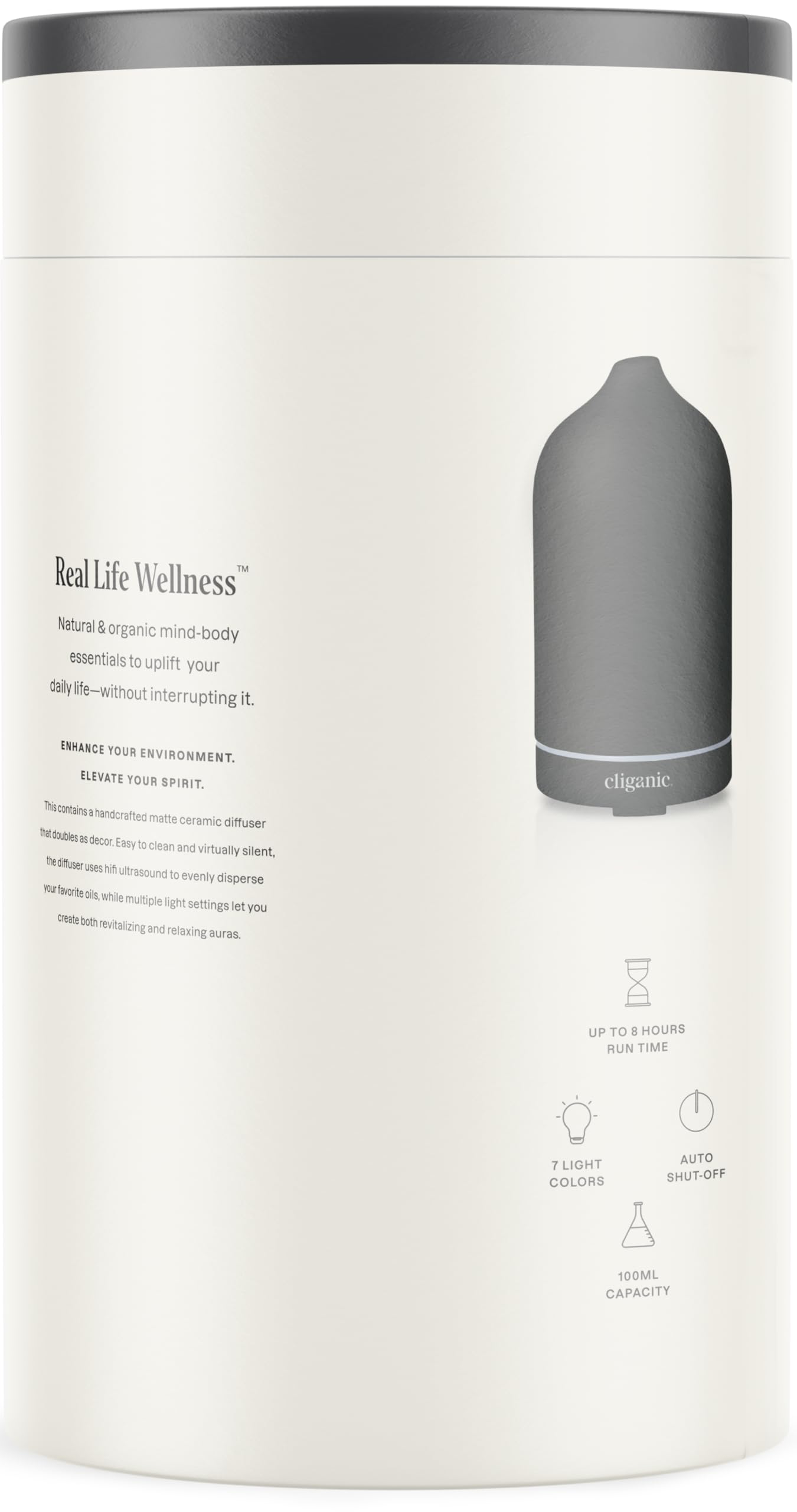 Foto 3 pulgar | Difusor De Cerámica Cliganic Ultrasónico De 100 Ml Para Aceites Esenciales - Venta Internacional.