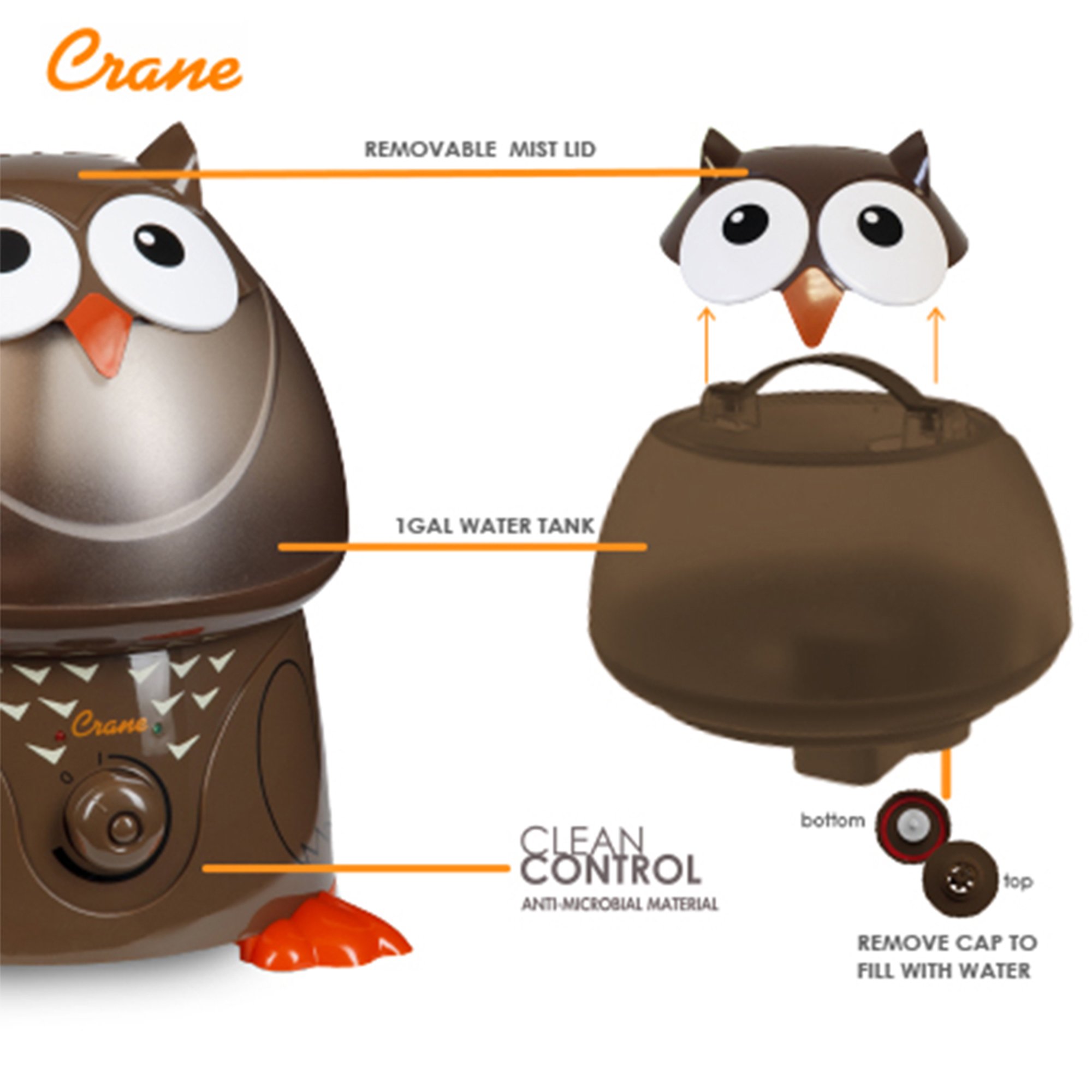 Foto 8 pulgar | Humidificador Crane Adorables Ultrasonic 3.8l Para Dormitorio Y Bebé - Venta Internacional.