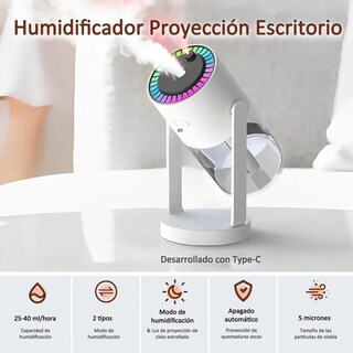 Foto 2 | Humidificador De Proyección Difusor De Aromas Aceites Esenciales Iluminación Rgb Eo Safe Imports Esi-20079 Blanco