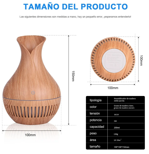 Foto 3 pulgar | Humidificador Madera Clara Xtellar De Aromaterapia Estilo Grano De Madera Elegante Y Compacto