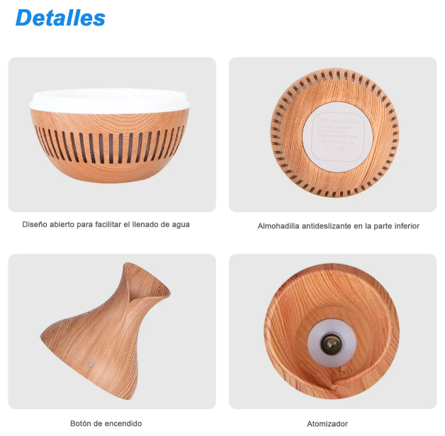 Foto 5 pulgar | Humidificador Madera Clara Xtellar De Aromaterapia Estilo Grano De Madera Elegante Y Compacto