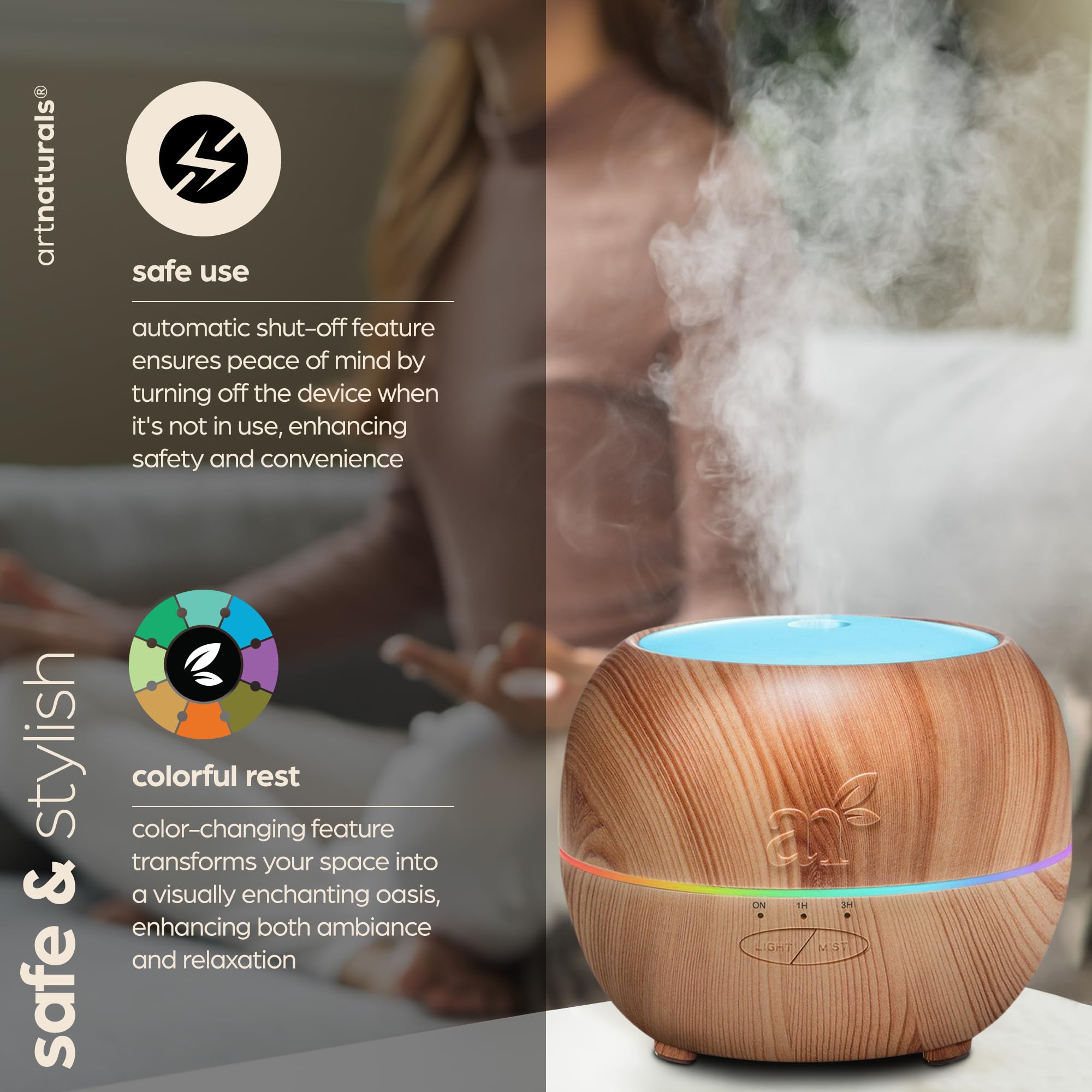Foto 5 pulgar | Difusor De Aceites Esenciales De Aromaterapia Artnaturals  Tanque De 150 Ml - Venta Internacional.