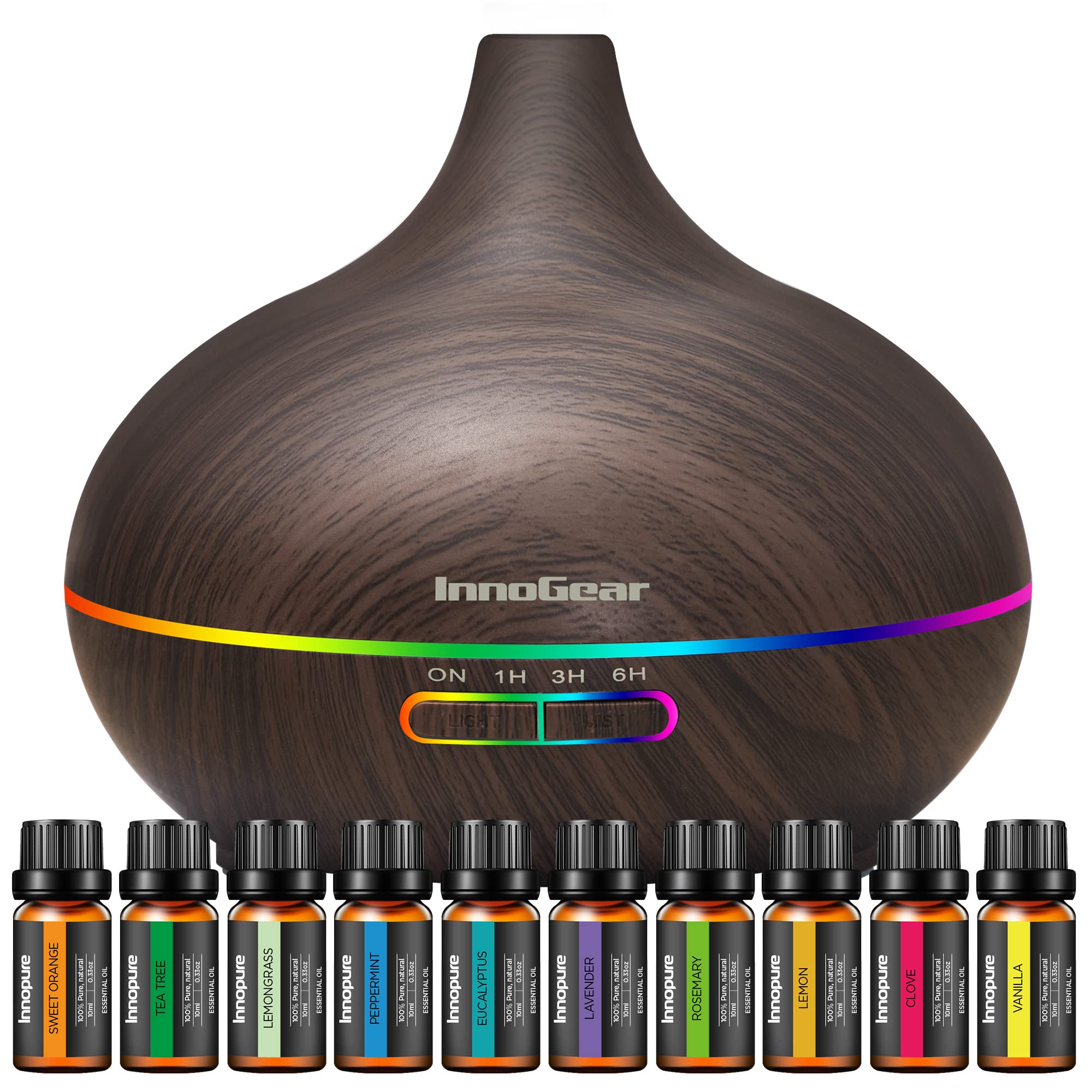 Foto 2 pulgar | Set De Difusor De Aromaterapia Innogear De 400 Ml Con 10 Aceites Esenciales - Venta Internacional.