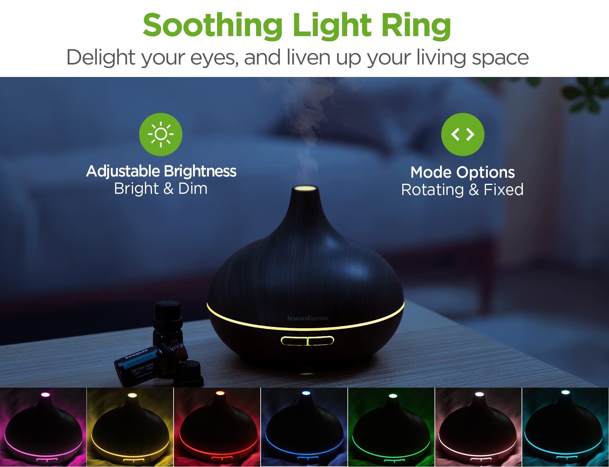 Foto 4 pulgar | Set De Difusor De Aromaterapia Innogear De 400 Ml Con 10 Aceites Esenciales - Venta Internacional.