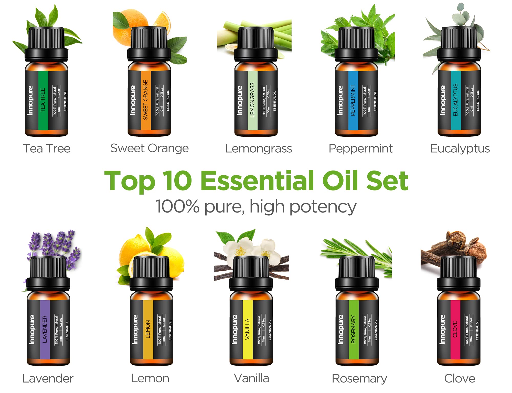 Foto 7 pulgar | Set De Difusor De Aromaterapia Innogear De 400 Ml Con 10 Aceites Esenciales - Venta Internacional.
