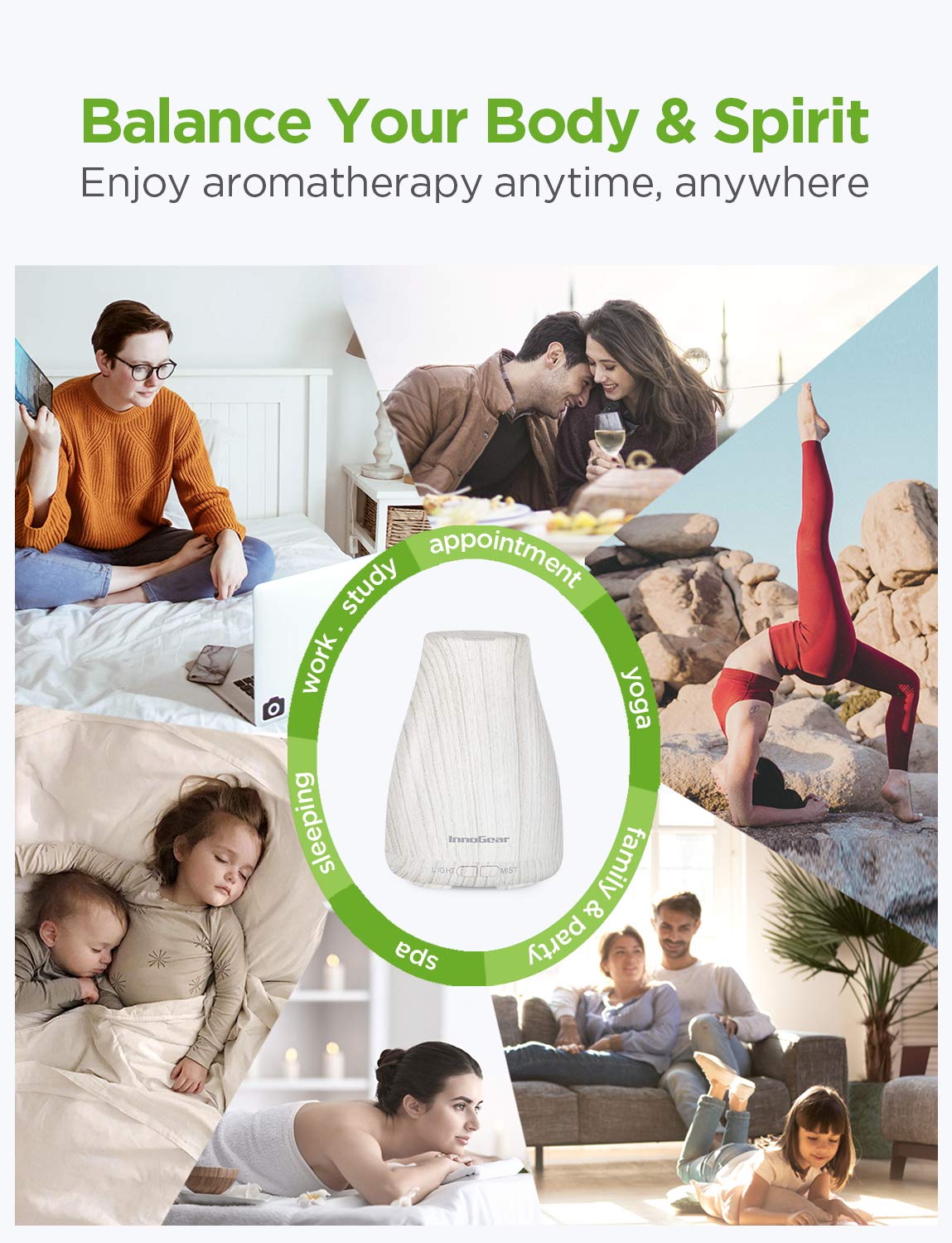 Foto 7 | Difusor De Aceites Esenciales Innogear Premium 5 En 1  100 Ml  Blanco Y Gris - Venta Internacional.