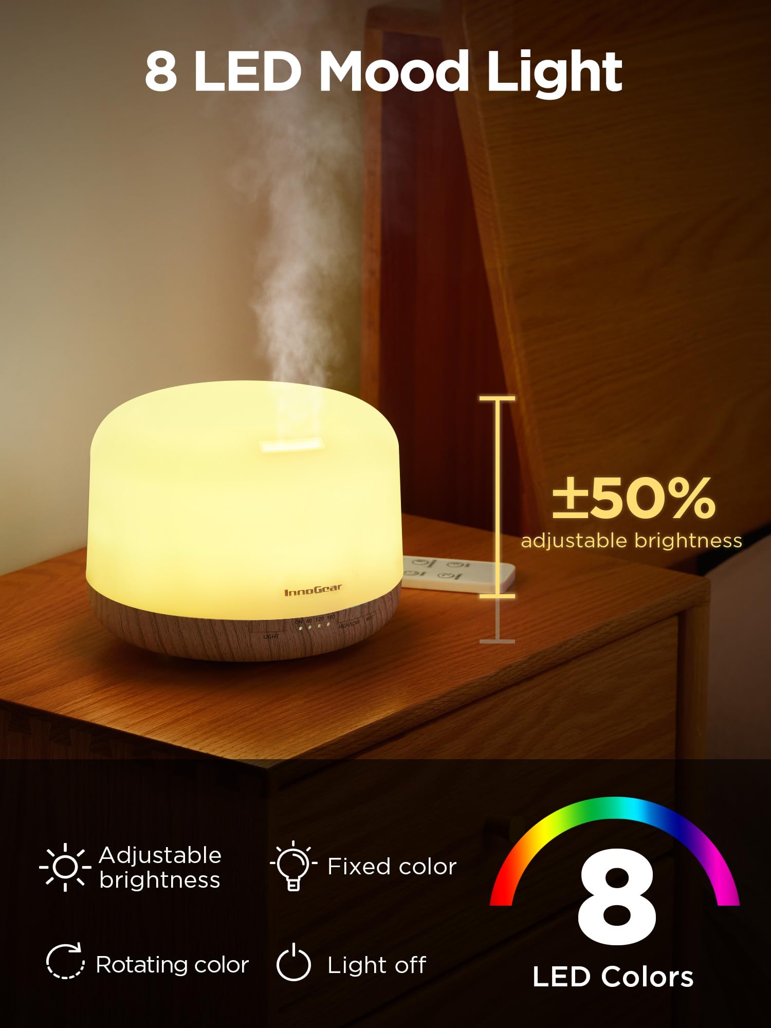 Foto 6 | Difusor De Aceites Esenciales Innogear De 500 Ml Con Mando A Distancia  Color Blanco - Venta Internacional.
