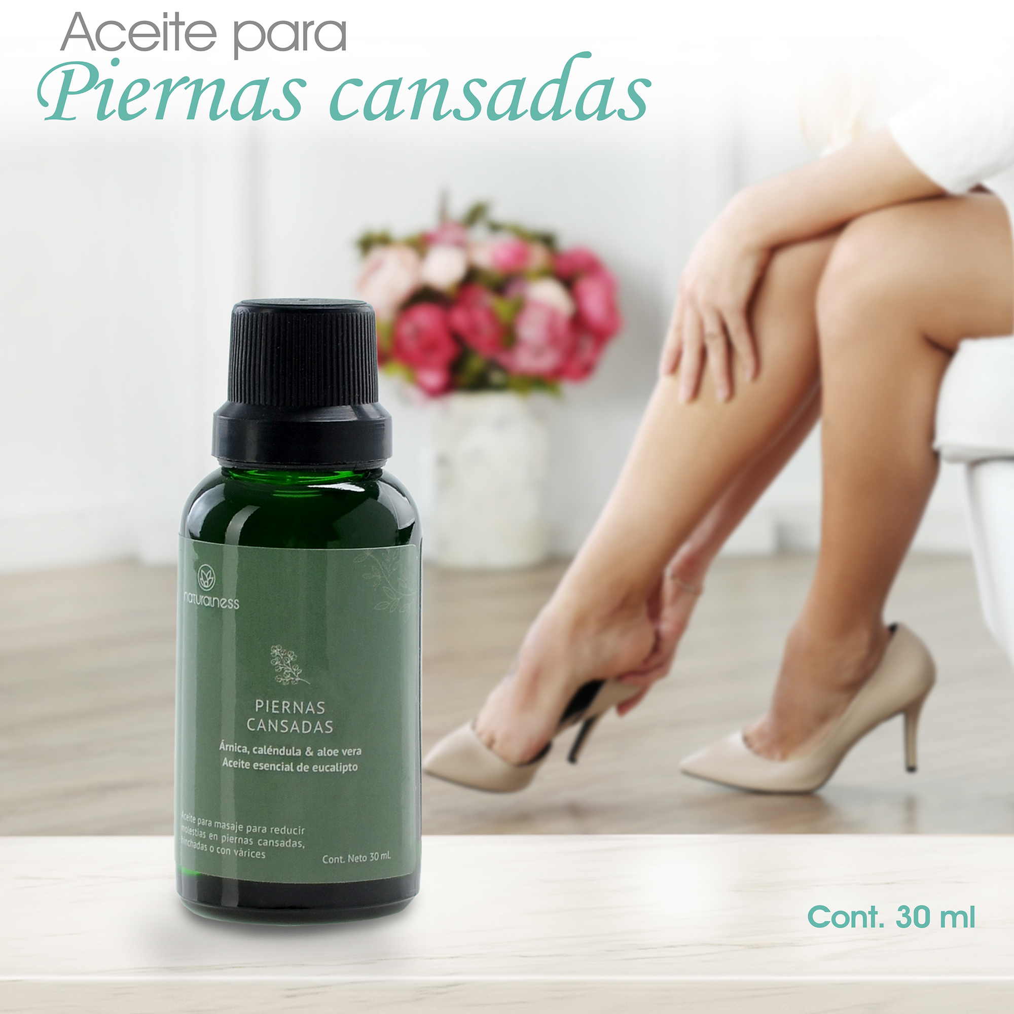 Foto 4 pulgar | Aceite para Masaje Corporal Naturalness Piernas Cansadas de 30 ml