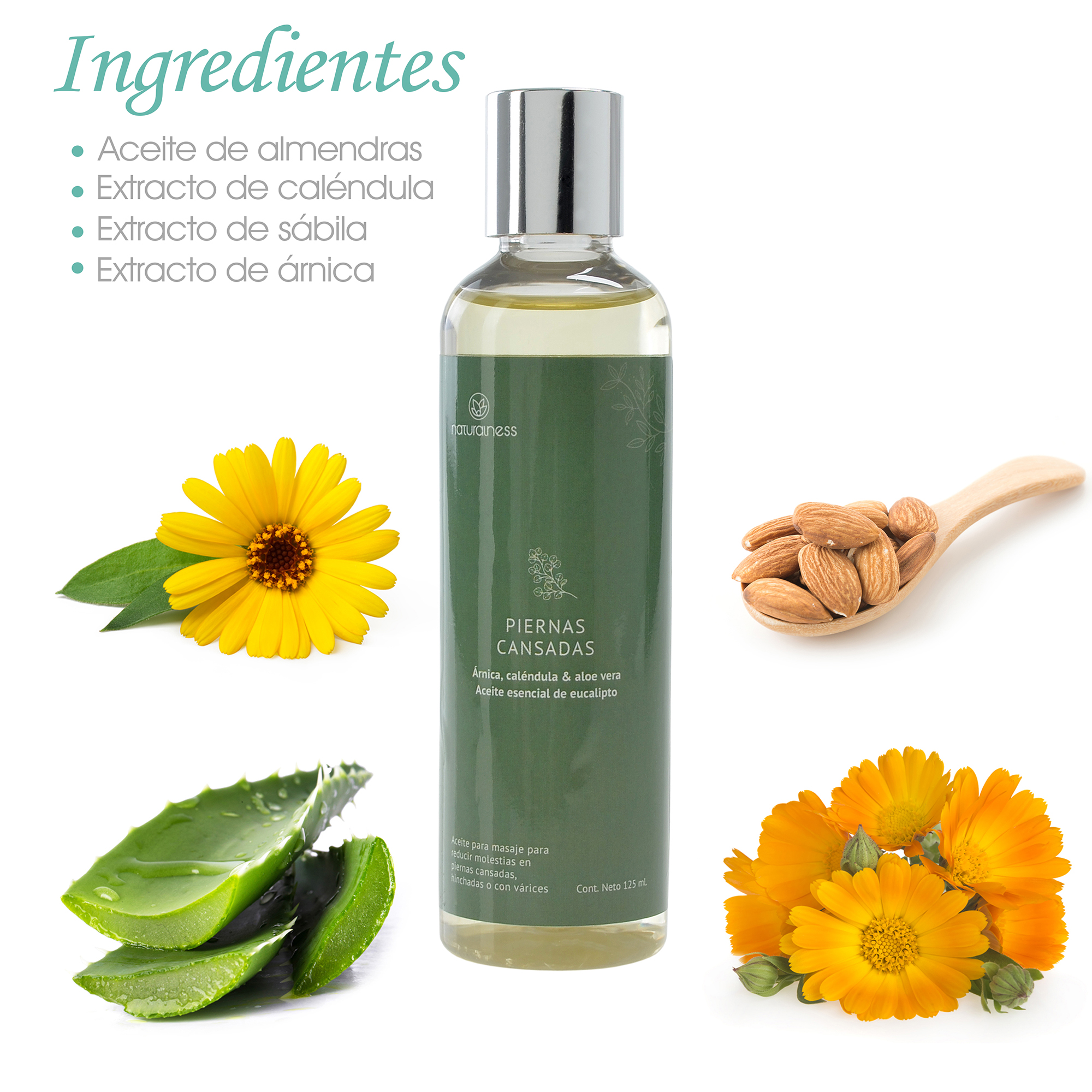 Foto 2 | Aceite para Masaje Corporal Piernas Cansadas Naturalness de 125 ml