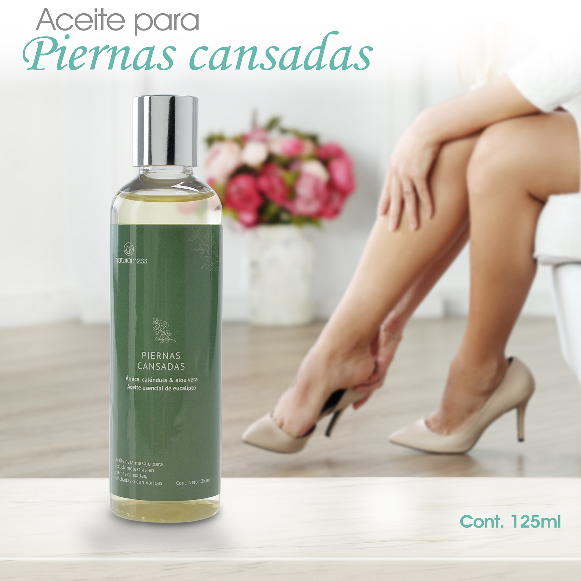 Foto 4 pulgar | Aceite para Masaje Corporal Piernas Cansadas Naturalness de 125 ml