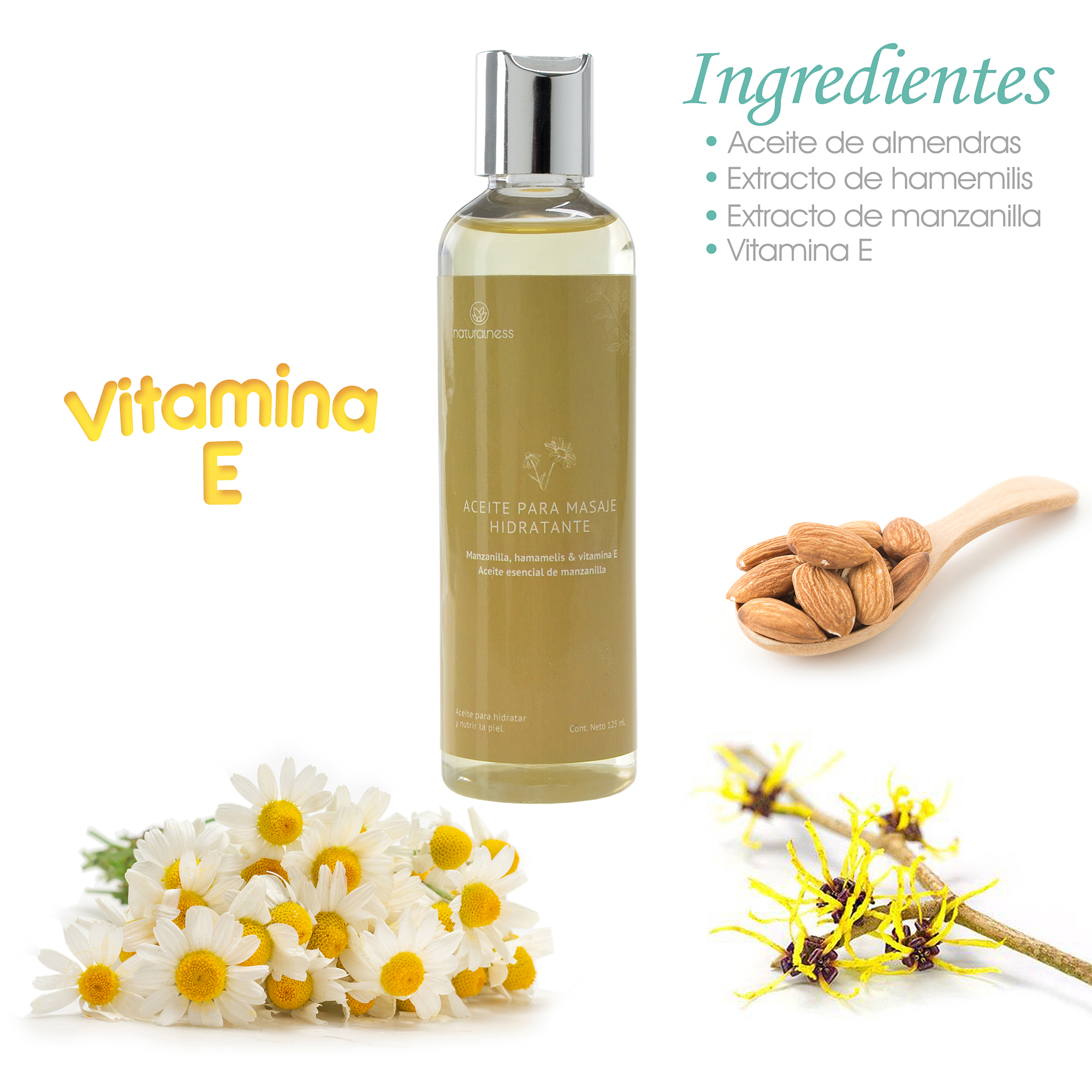 Foto 2 | Aceite para Masaje Corporal Naturalness Hidratante con Base de Extractos Herbales Aroma Manzanilla