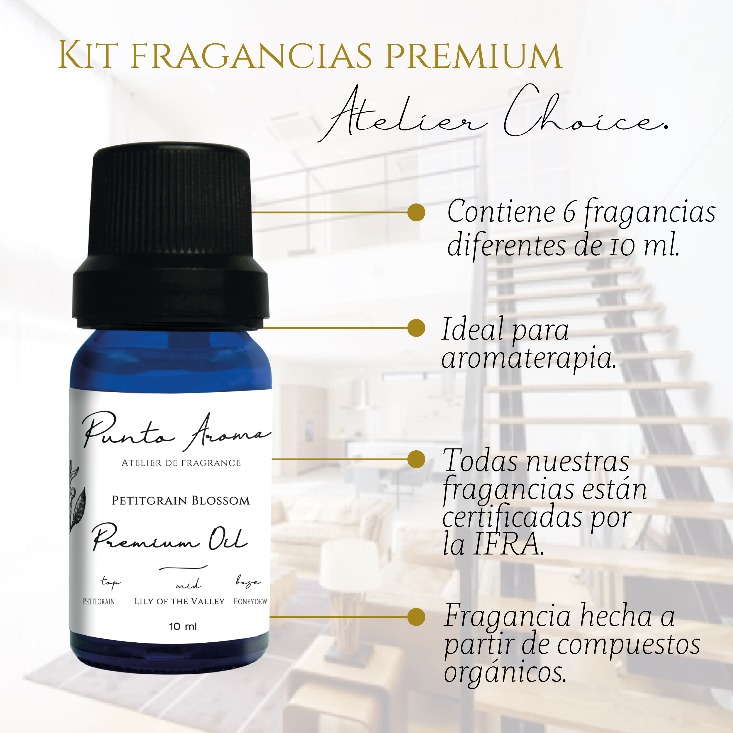 Foto 4 pulgar | Set de 6 Aceites Esenciales para Difusor Humidificador - Punto Aroma - Incluye 6 Frascos de 10 ml - Atelier Choice