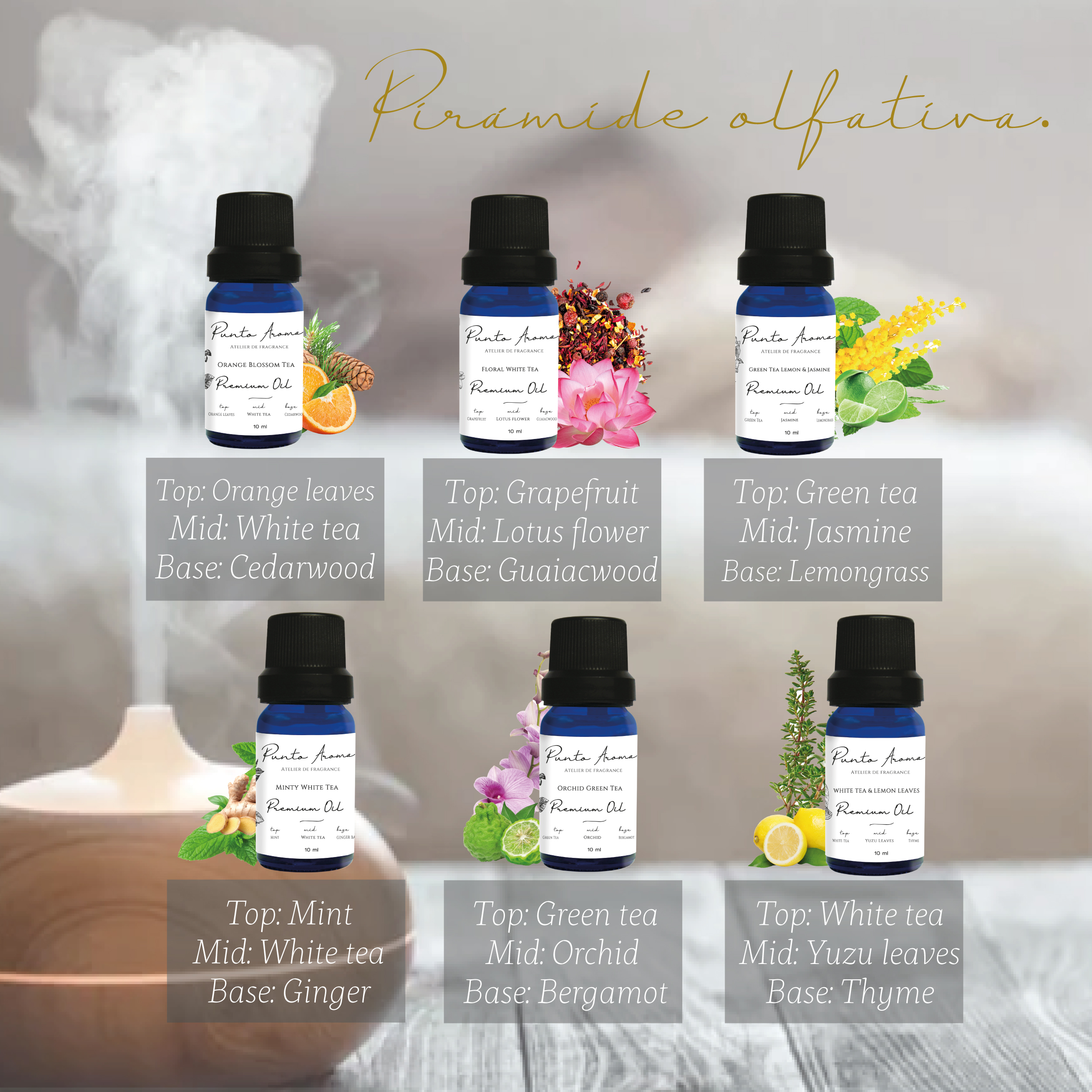 Foto 2 | Set De 6 Aceites Esenciales Para Difusor Humidificador -Punto Aroma - Incluye 6 Frascos De 10ml