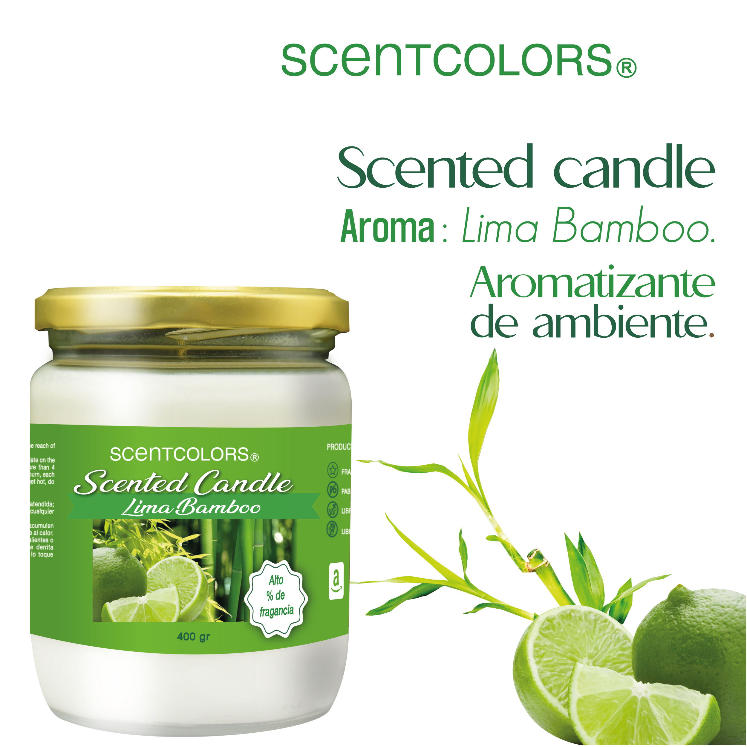 Foto 2 | Vela Aromática - Aromatizante de Ambiente - Scent Colors - Lima Bambú