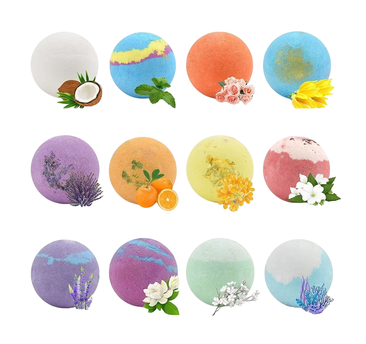 Juego de Bombas de Baño BELUG con Aceite Esenciales Naturales 12 PZAS Multicolor