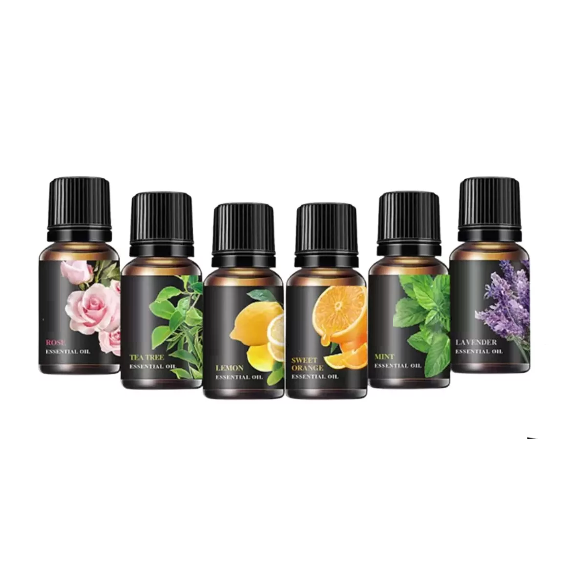 Set 6 Aceites Esenciales 10ml Esencias Aromáticas Eo Safe Imports Esi-13840 Negro