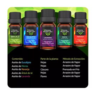 Foto 2 | Kit de 5 Aceites Esenciales Naturales para Aromaterapia y Difusor