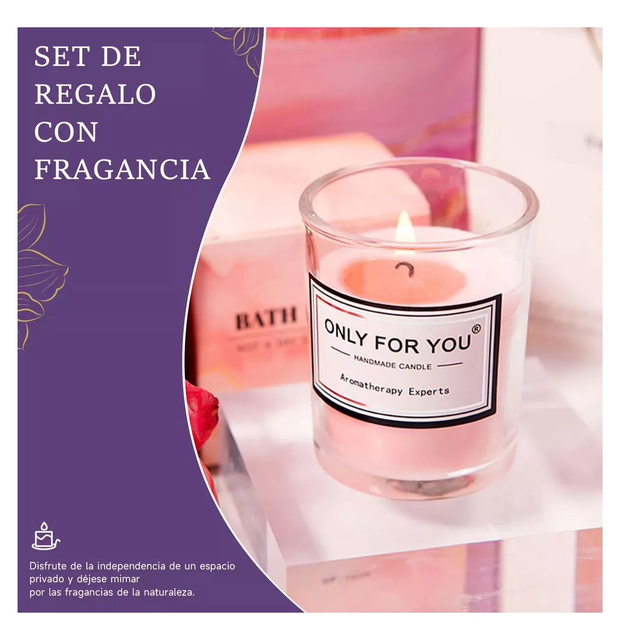 Foto 3 | Vela Aromática - Repelente Cesta de Regalo Relajante Rosa