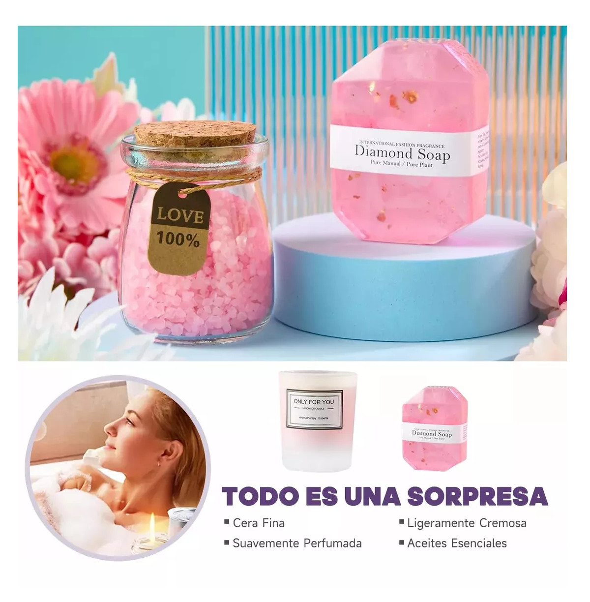 Foto 6 pulgar | Vela Aromática - Repelente Cesta de Regalo Relajante Rosa