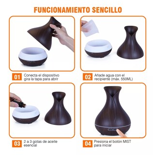 Foto 3 | Difusor de Aceite Esencial Humidificador Ultrasónico 500 ml Chocolate