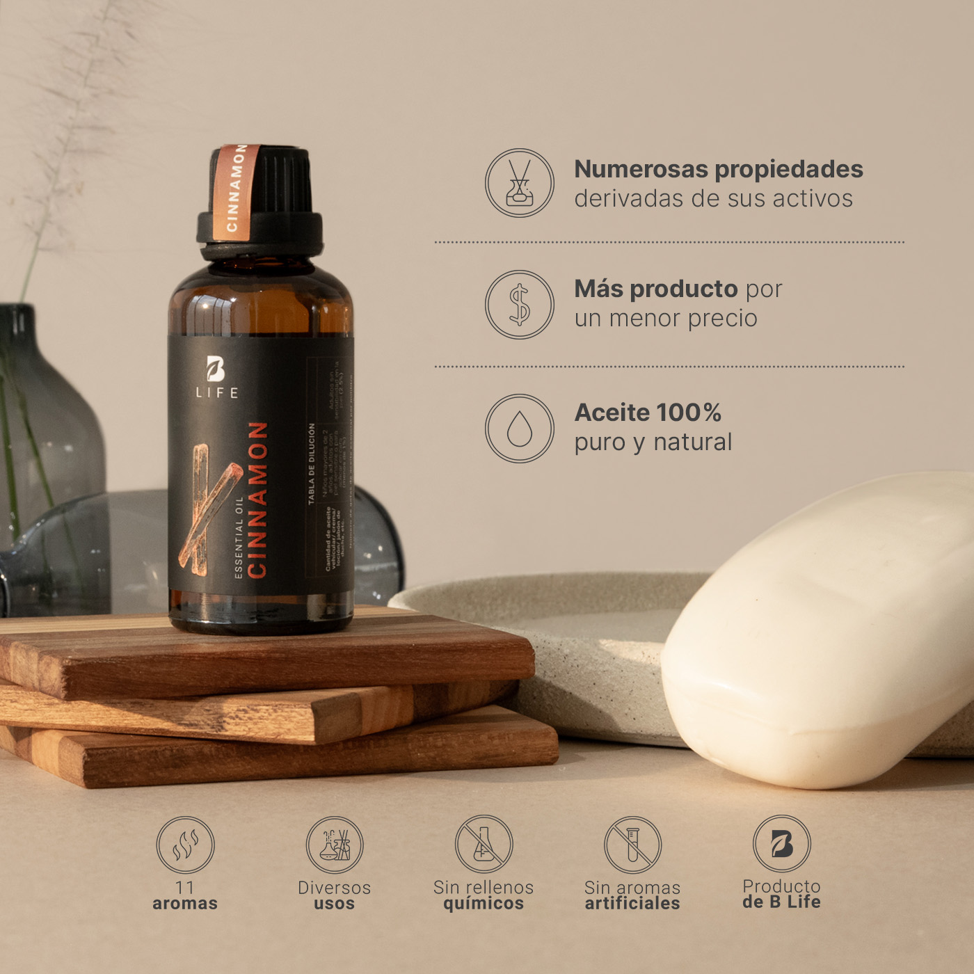 Foto 4 | Aceite Esencial | Ingredientes Puros Y Naturales, Aromalogía De 50 Ml. Aceite Esencial Canela (cinnamon), B Life.