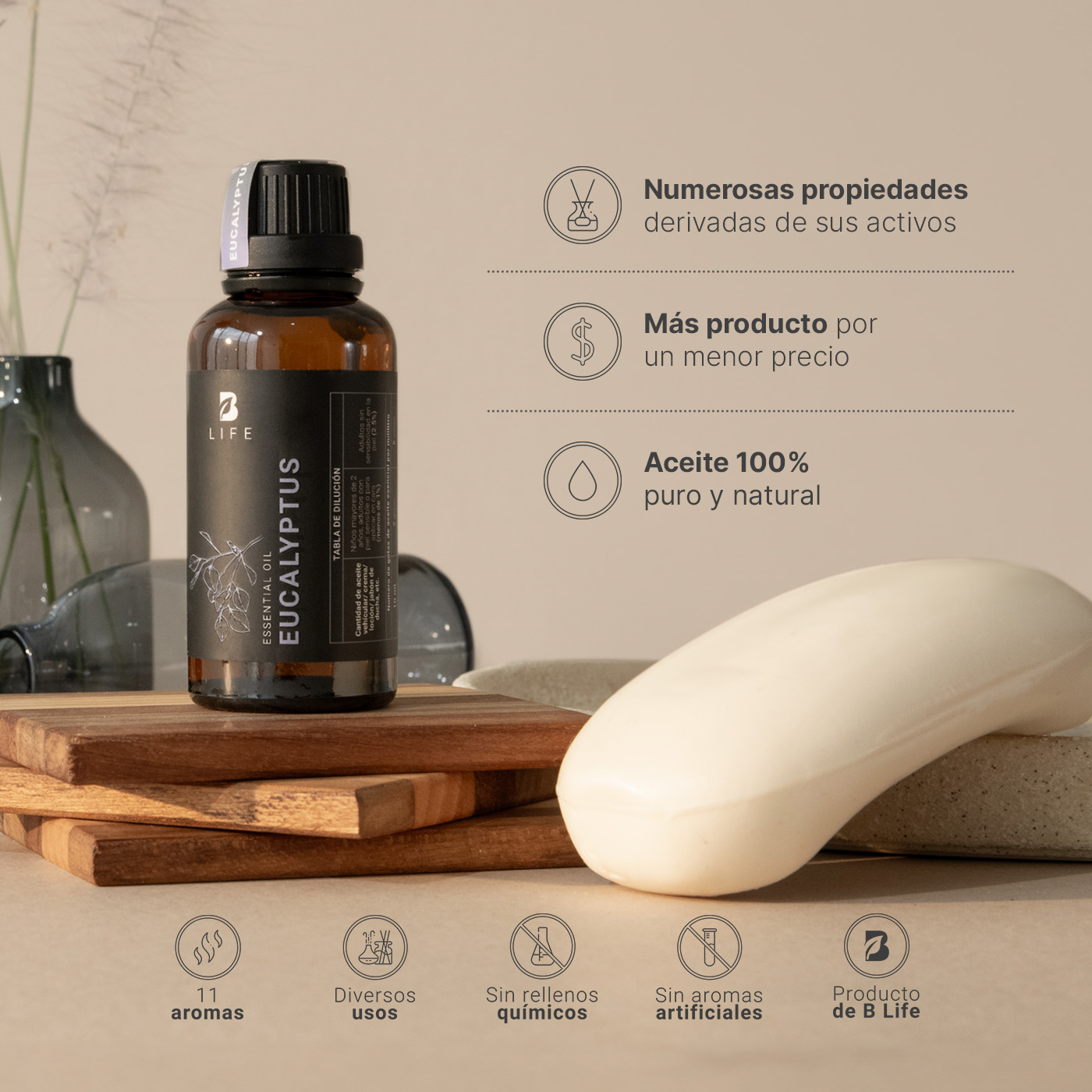 Foto 4 | Aceite Esencial | Ingredientes Puros Y Naturales, Aromalogía De 50 Ml. Aceite Esencial Eucalipto. B Life