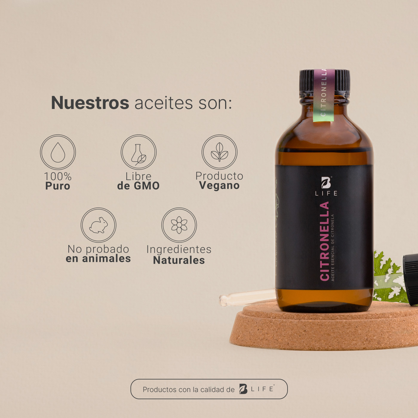 Foto 5 pulgar | Aceite Esencial | Ingredientes Puros Y Naturales, Aromalogía De 120 Ml. Aceite Esencial Citronela (citronella), B Life.