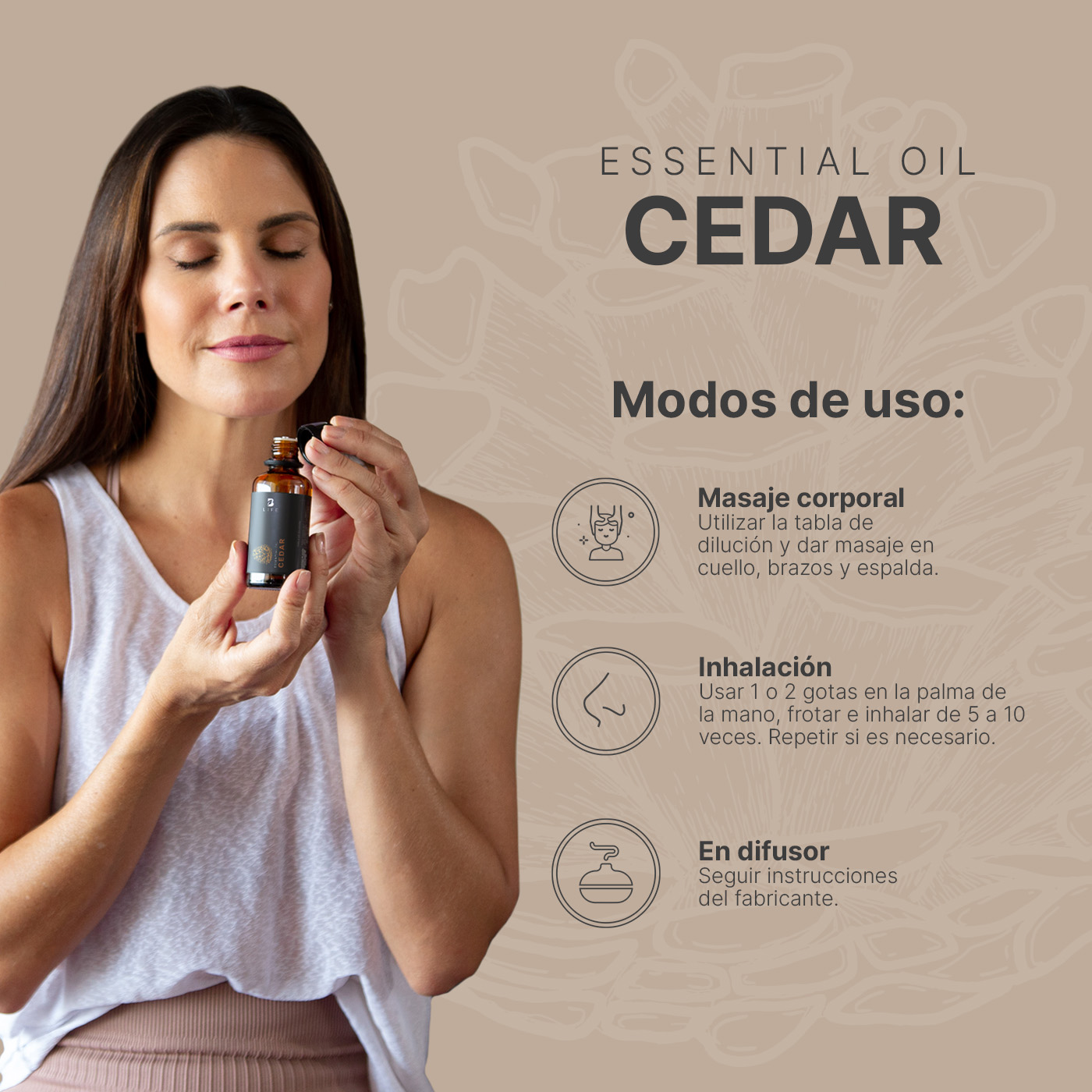 Foto 2 | Aceite Esencial de Cedro B Life - 50ml de Ingredientes Naturales y Puros