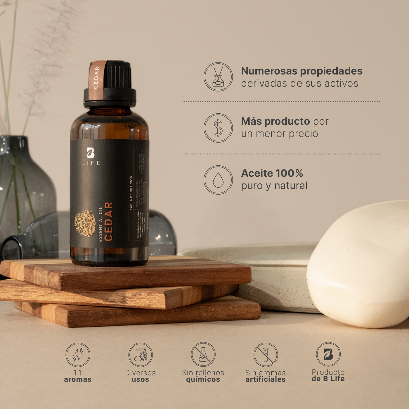 Foto 5 pulgar | Aceite Esencial de Cedro B Life - 50ml de Ingredientes Naturales y Puros