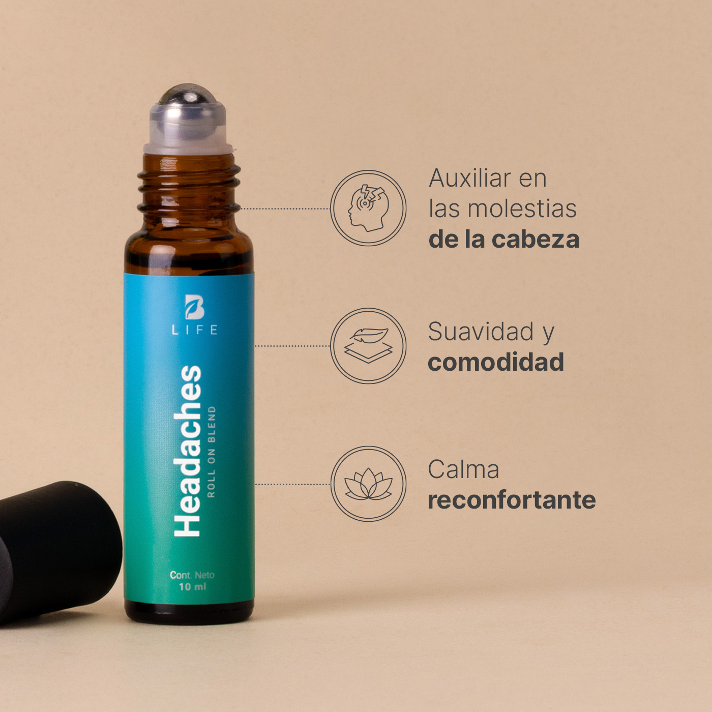 Foto 5 | Kit De 3 Roll On Corporales De 10 Ml. Aceites Esenciales Auxiliares Para Una Calma Reconfortante. Roll On Headaches B
