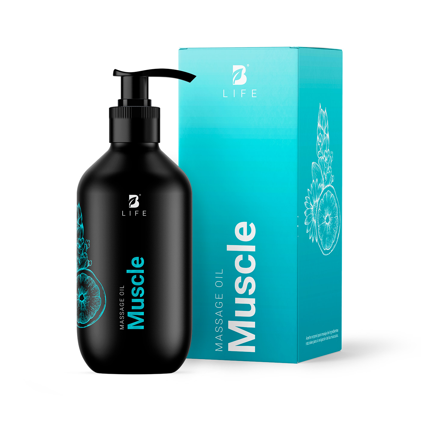 Aceite Corporal De 800ml (27 Oz) . Mezcla De Aceites Naturales Para Masaje Muscular. Muscle Massage Oil. B Life.