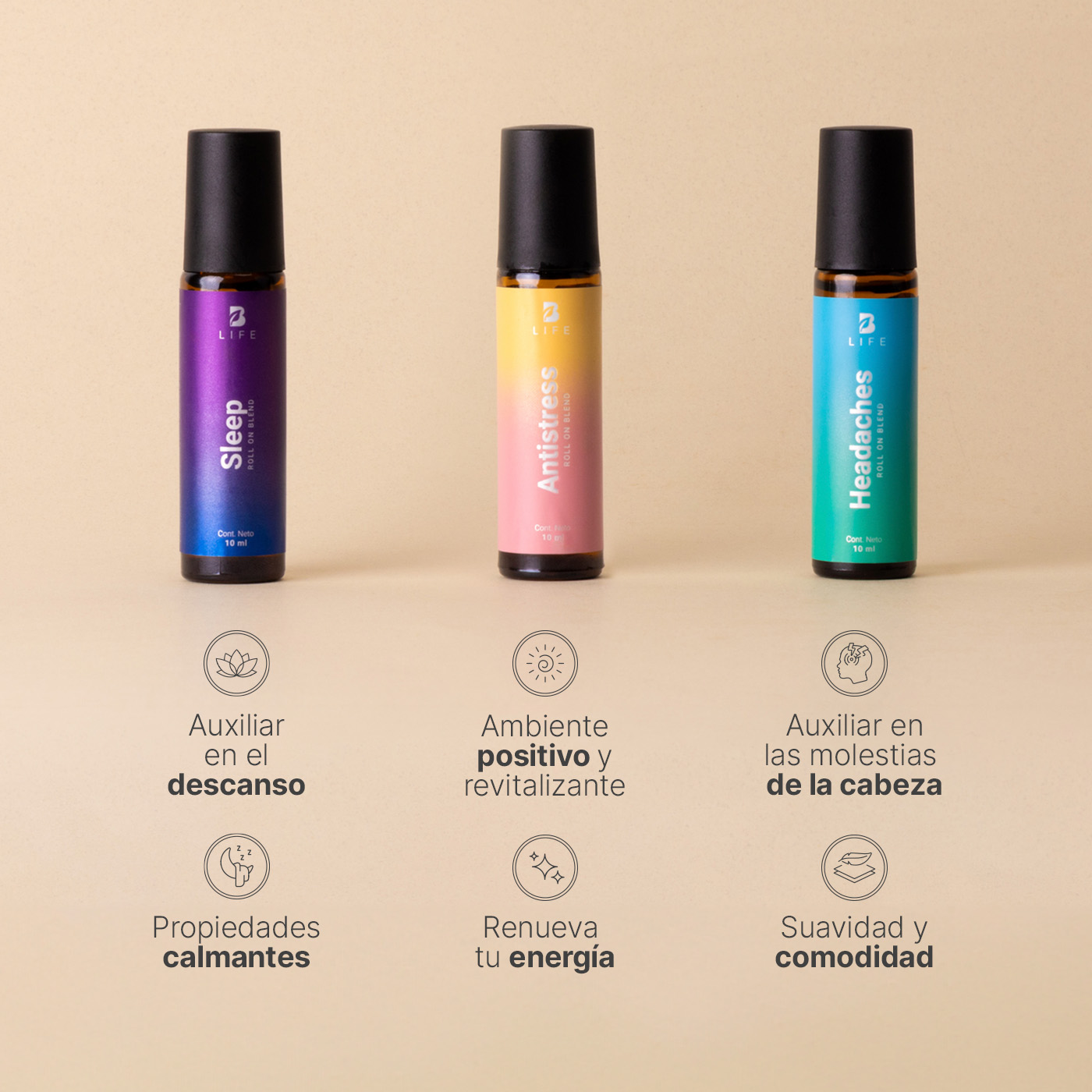 Foto 5 | Kit De 3 Roll On Corporales De 10 Ml. Aceites Esenciales Auxiliares En La Relajacion. Roll On Relax B Life