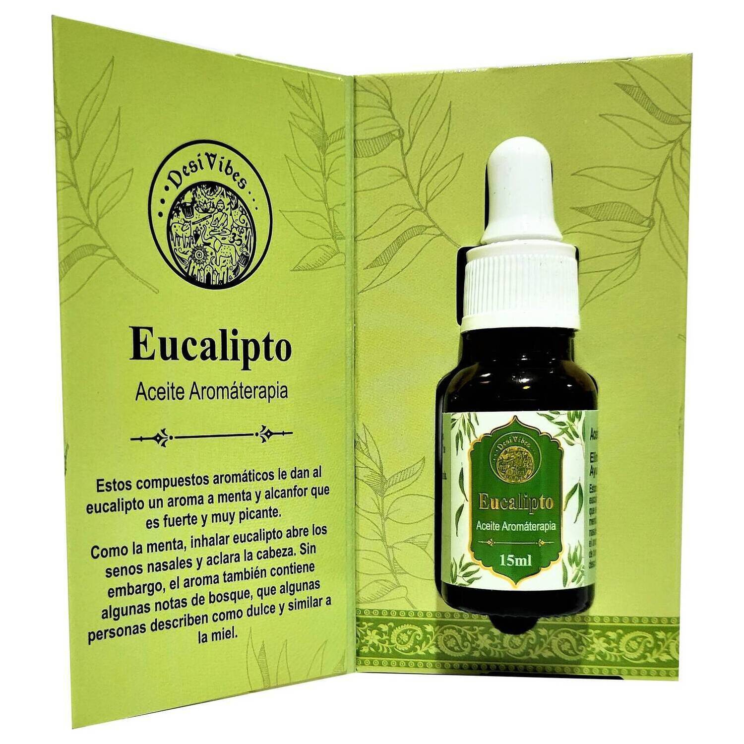 Foto 2 pulgar | Aceite De Aromaterapia Eucalyptus Desi Vibes, Botella De Vidrio De 15 Ml - Venta Internacional.
