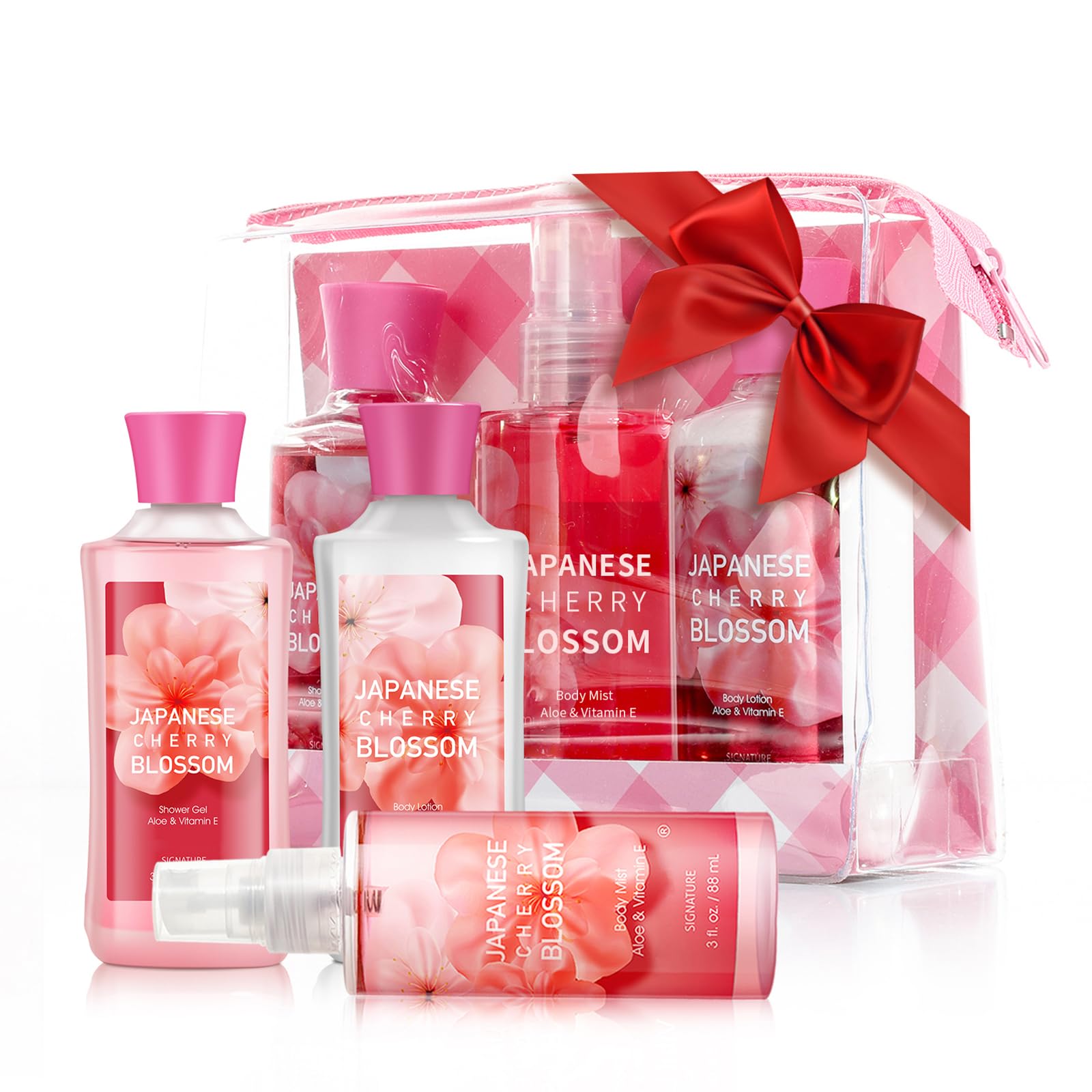 Set De Regalo Para Baño Y Cuerpo Con Flor De Cerezo Japonés, 3 Piezas - Venta Internacional.
