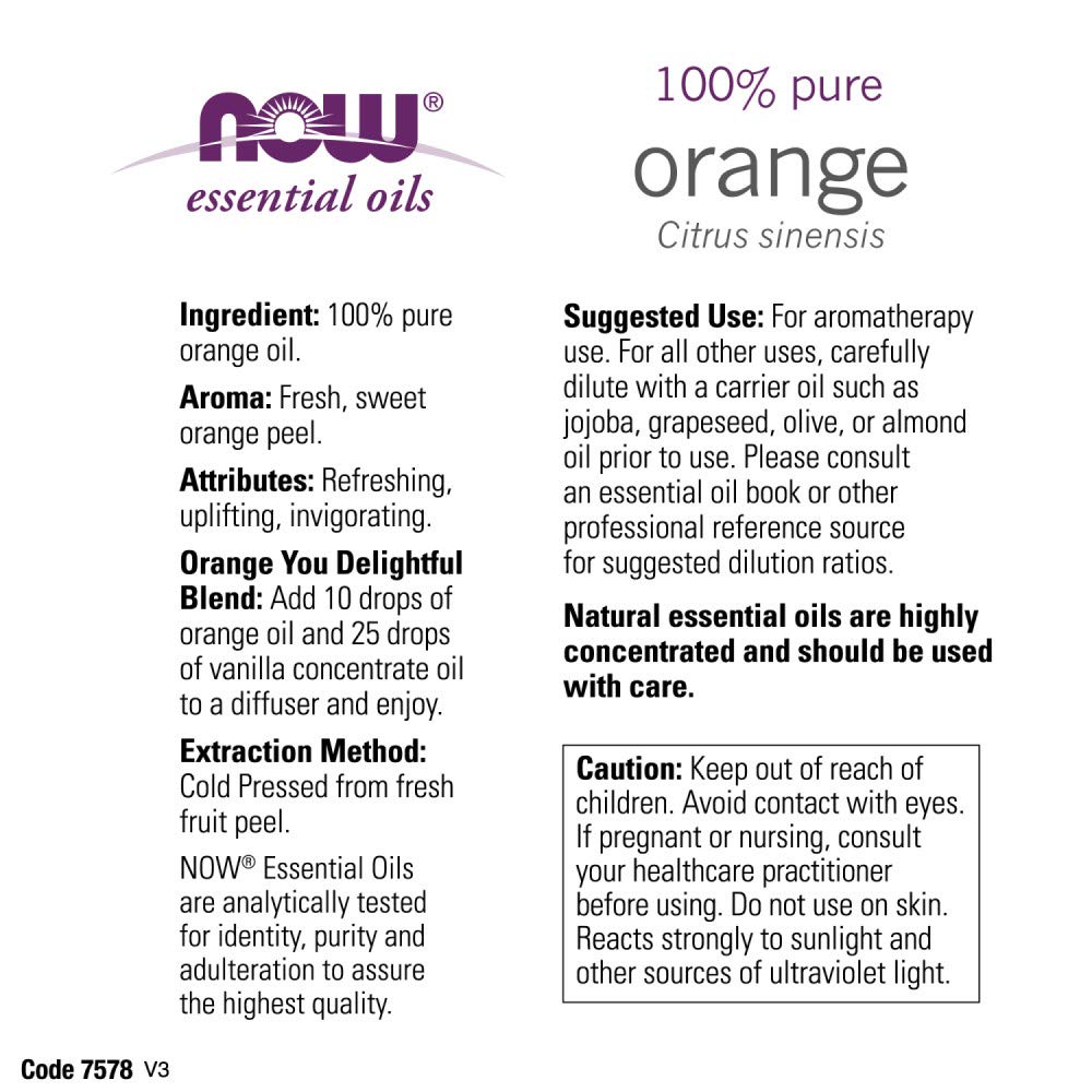 Foto 3 pulgar | Aceite Esencial Now Foods Orange Sweet De 120 Ml Con Gotero De Vidrio - Venta Internacional.