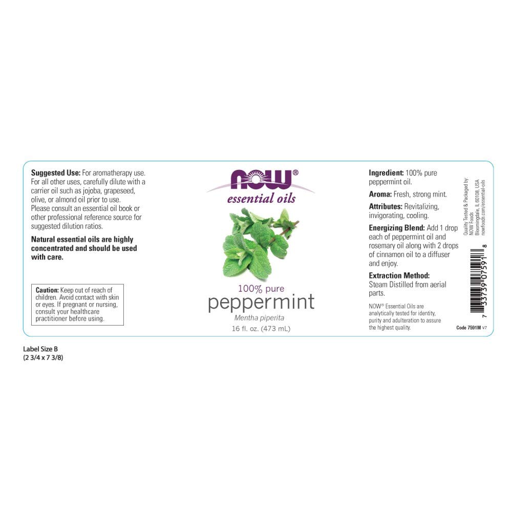 Foto 3 pulgar | Aceite Esencial Now Foods Peppermint 473 Ml 100% Puro - Venta Internacional.