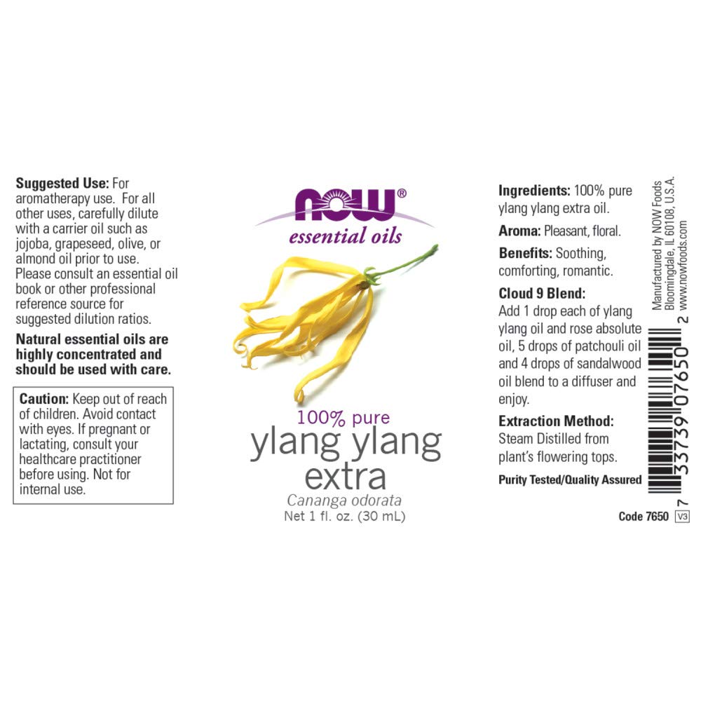 Foto 3 pulgar | Aceite Esencial Now Foods Ylang Extra, 30 Ml, 100% Puro - Venta Internacional.