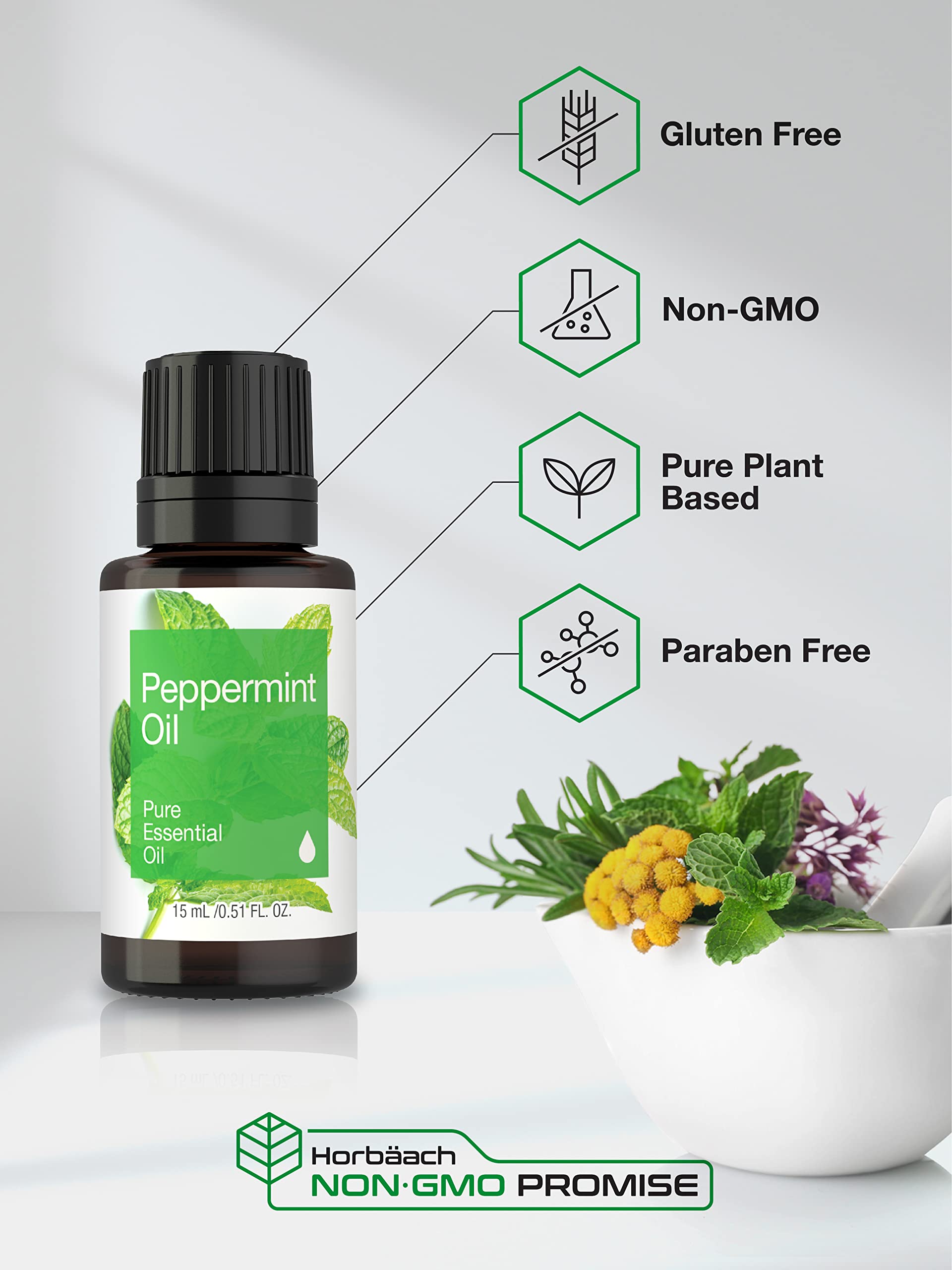 Foto 5 pulgar | Aceite Esencial Horbäach Peppermint 15 Ml Para Masaje, Baño Y Difusor - Venta Internacional.