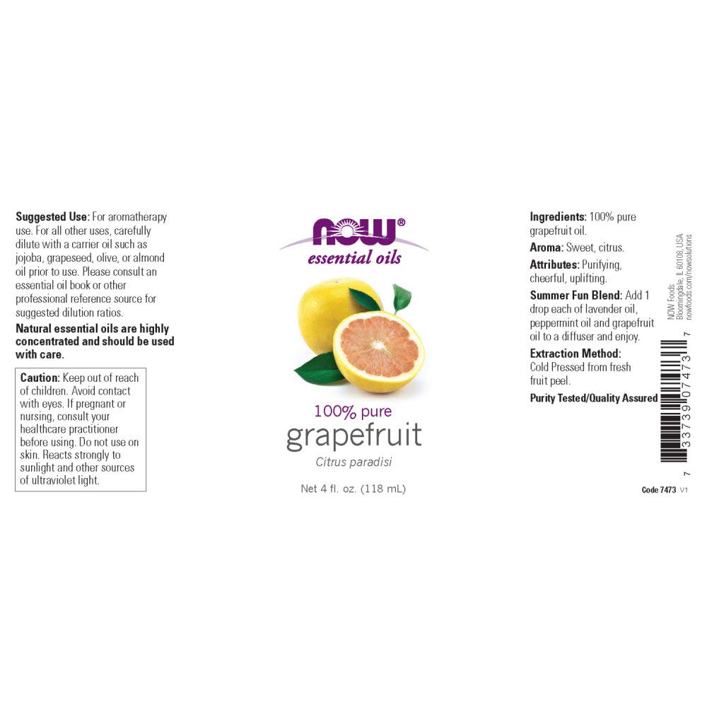 Foto 3 pulgar | Aceite Esencial Now Foods De Pomelo, 118 Ml, 100% Vegano Puro - Venta Internacional.