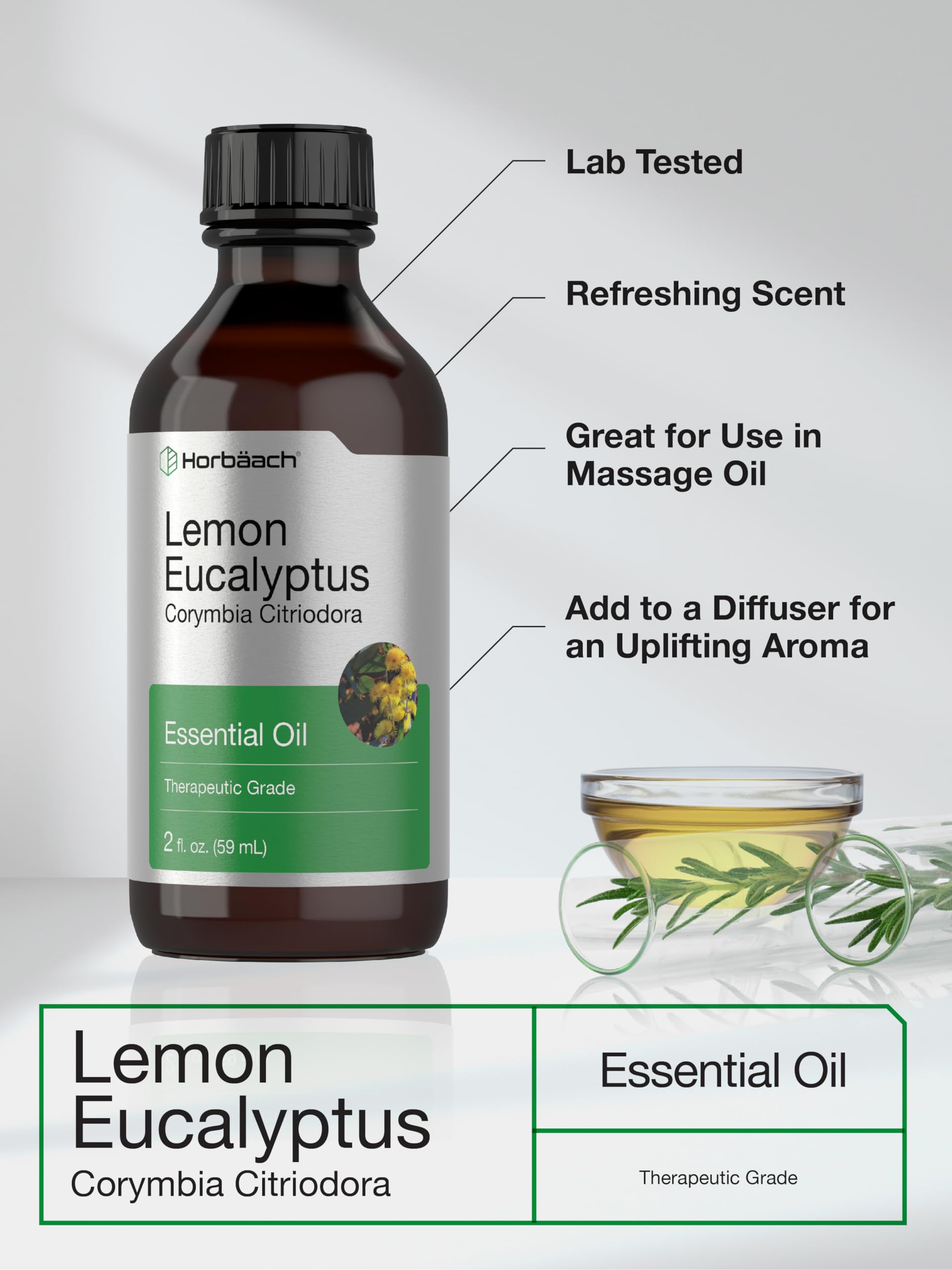 Foto 4 pulgar | Aceite Esencial Horbäach, Limón Y Eucalipto, 60 Ml, Grado Terapéutico - Venta Internacional.